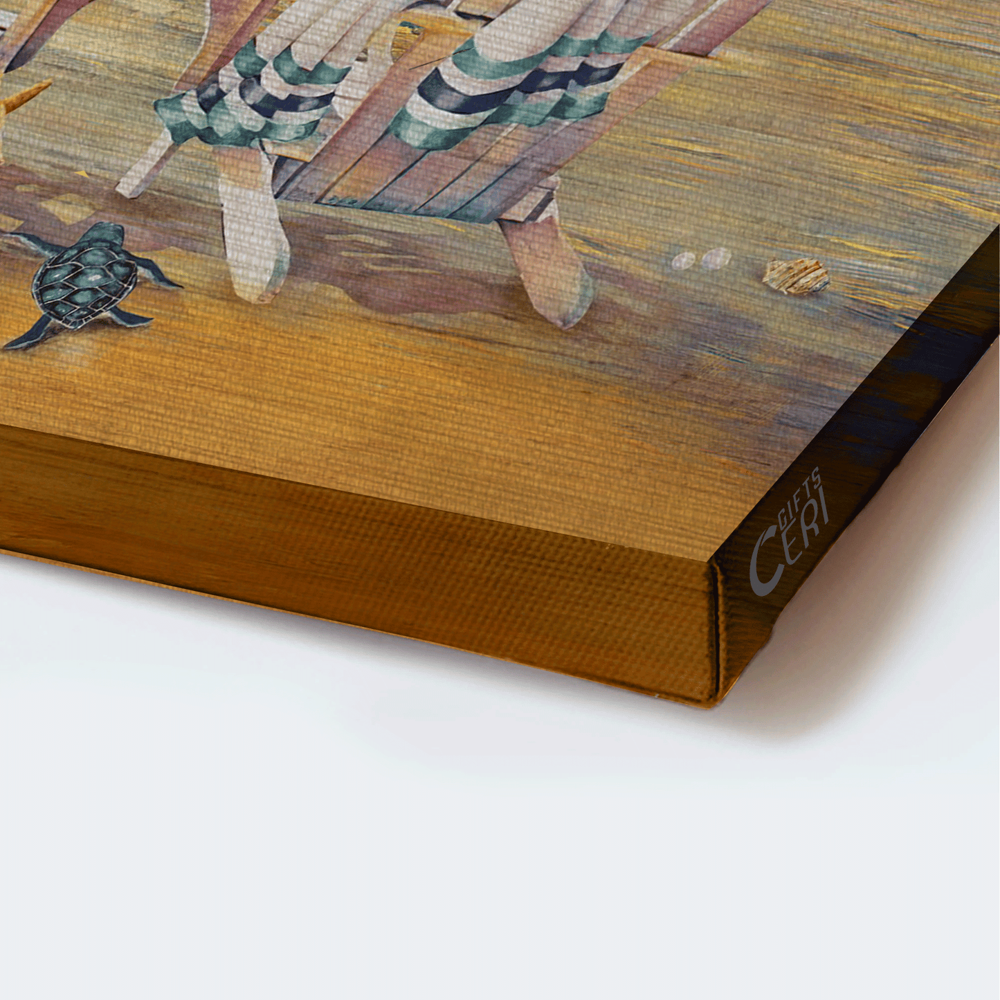 Jesus Landscape Canvas- Beach Painting, Wooden Chair, Couple Sea Turtle Canvas- Gift For Christian- God Gave Me You