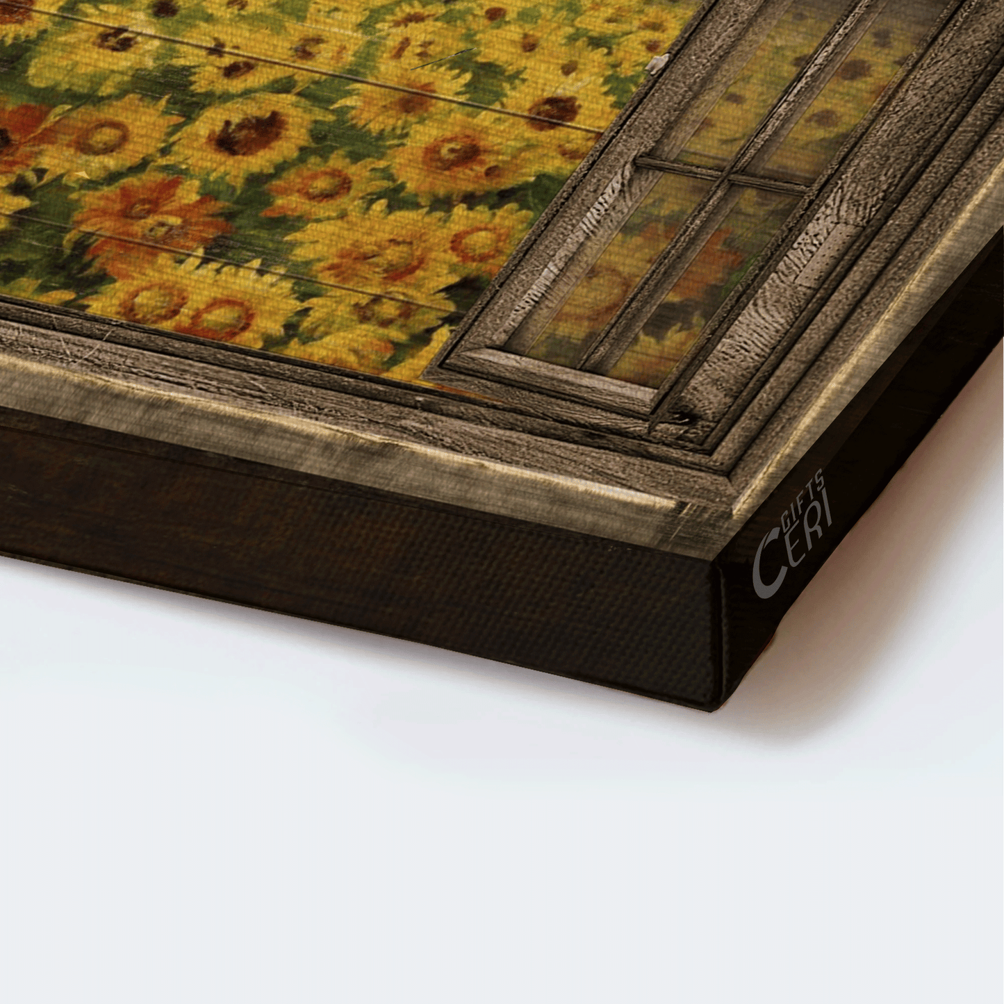 Jesus Landscape Canvas - Sunflower Field, Red Barn, Window Frame Canvas - Every Day Is A New Beginning Canvas