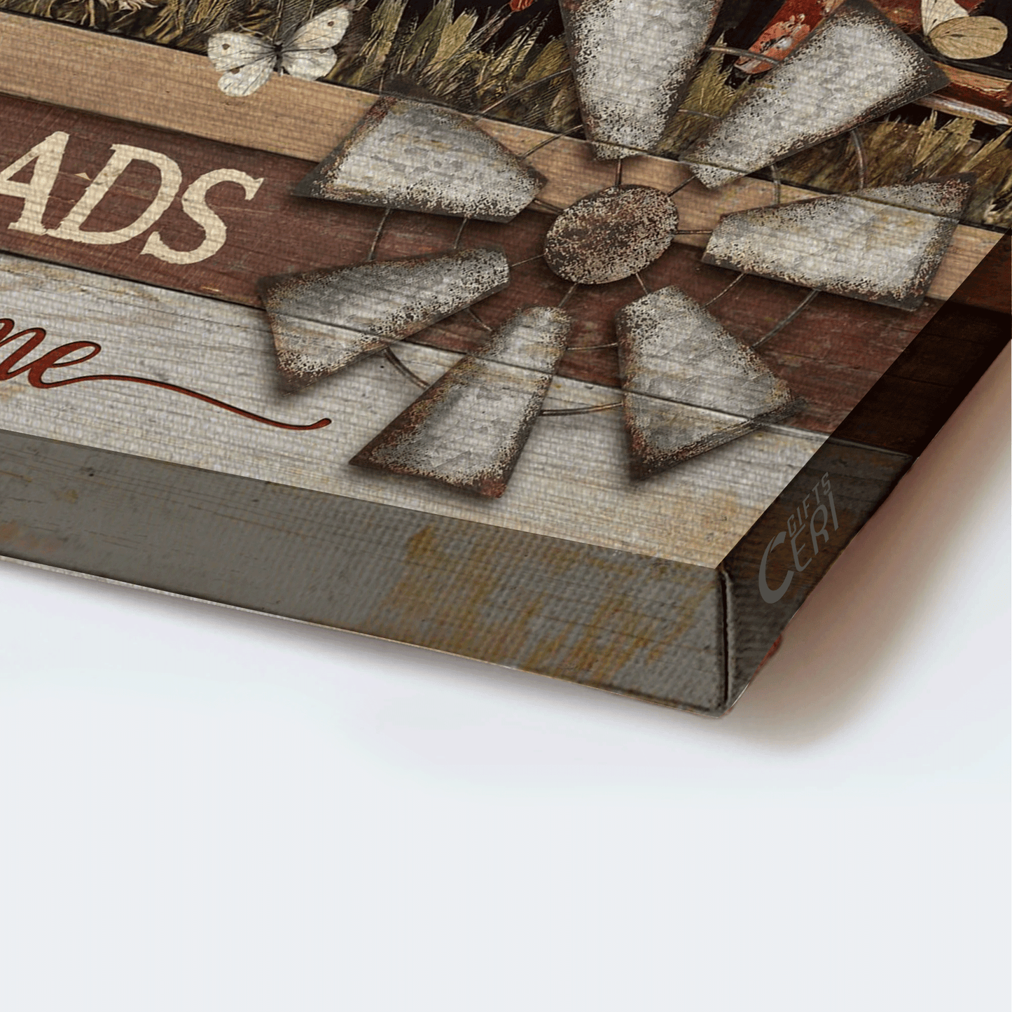 Jesus Landscape Canvas - Old ladybug car, Wooden cross, Rice field Landscape Canvas - Gift For Christian - Country roads take me home Landscape Canvas