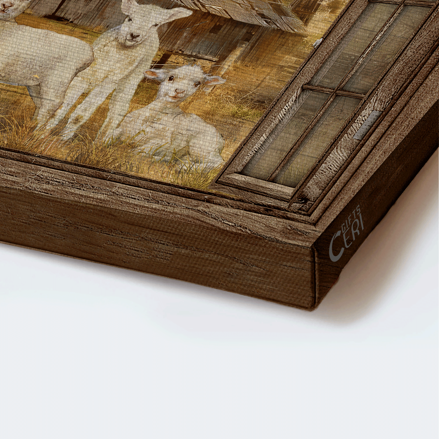 Jesus Landscape Canvas - Window Frame, The Lambs Of God, Old Barn Painting Canvas - Gift For Christian - Be Still & Know That I Am God Canvas