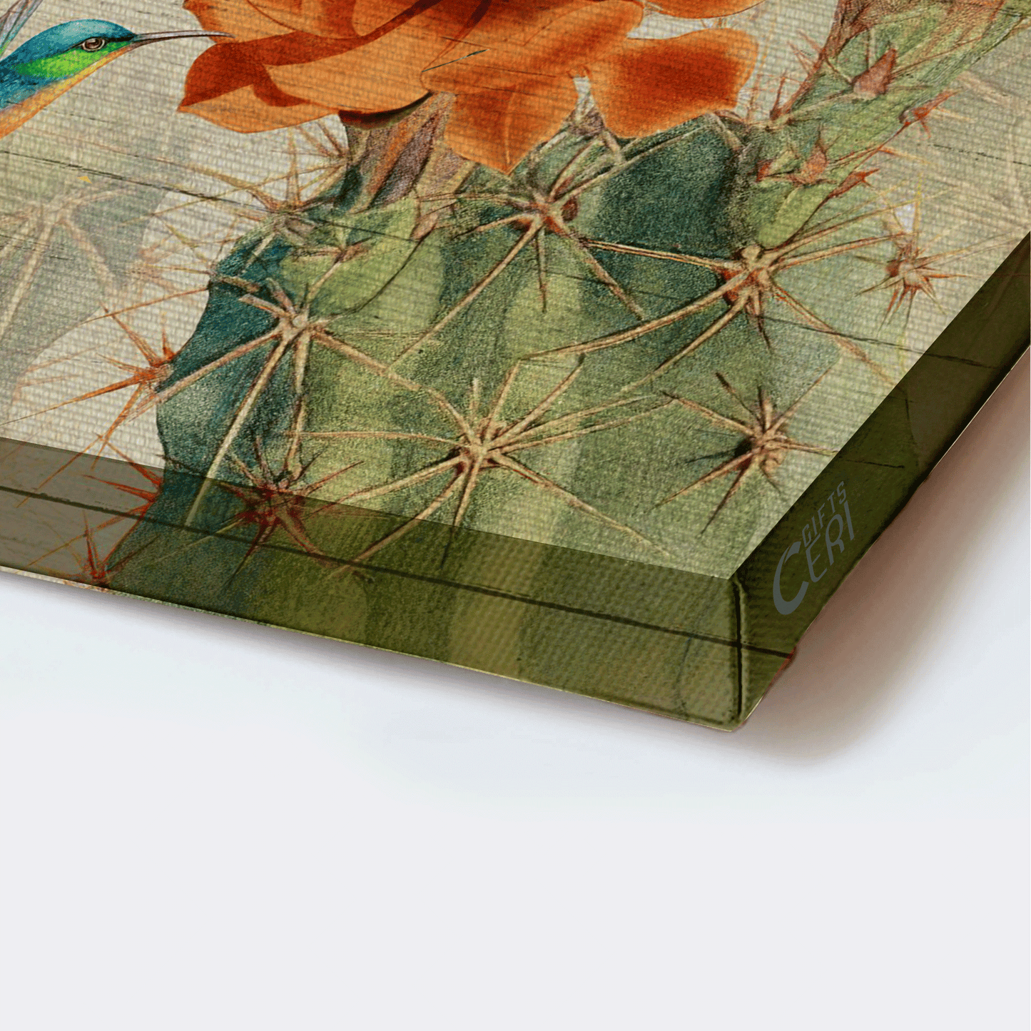 Jesus Landscape Canvas - Orange cactus flower, Hummingbird drawing Landscape Canvas - Gift For Christian - Have courage and be kind Landscape Canvas