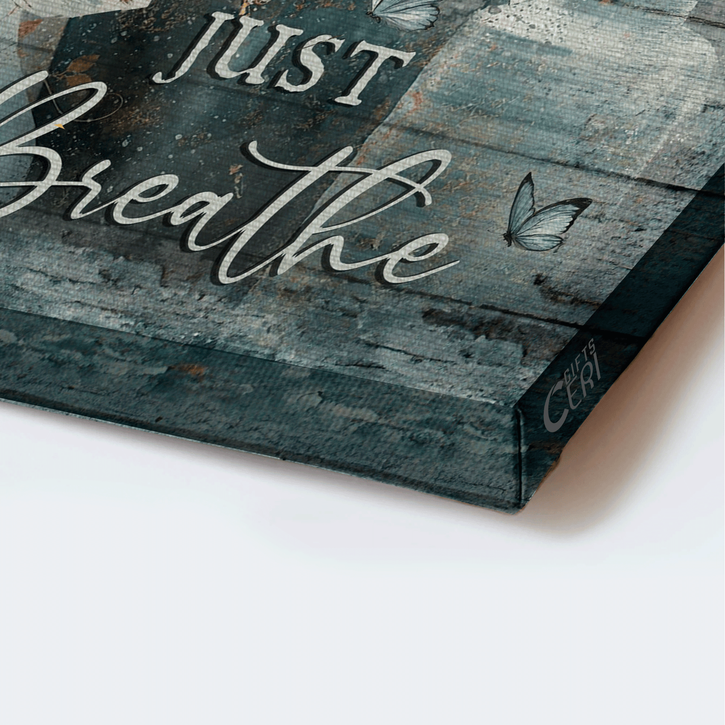 Jesus Landscape Canvas - Vintage Flower, Camellia Painting, Blue Butterfly Canvas - Gift For Christian - Just Breathe Canvas