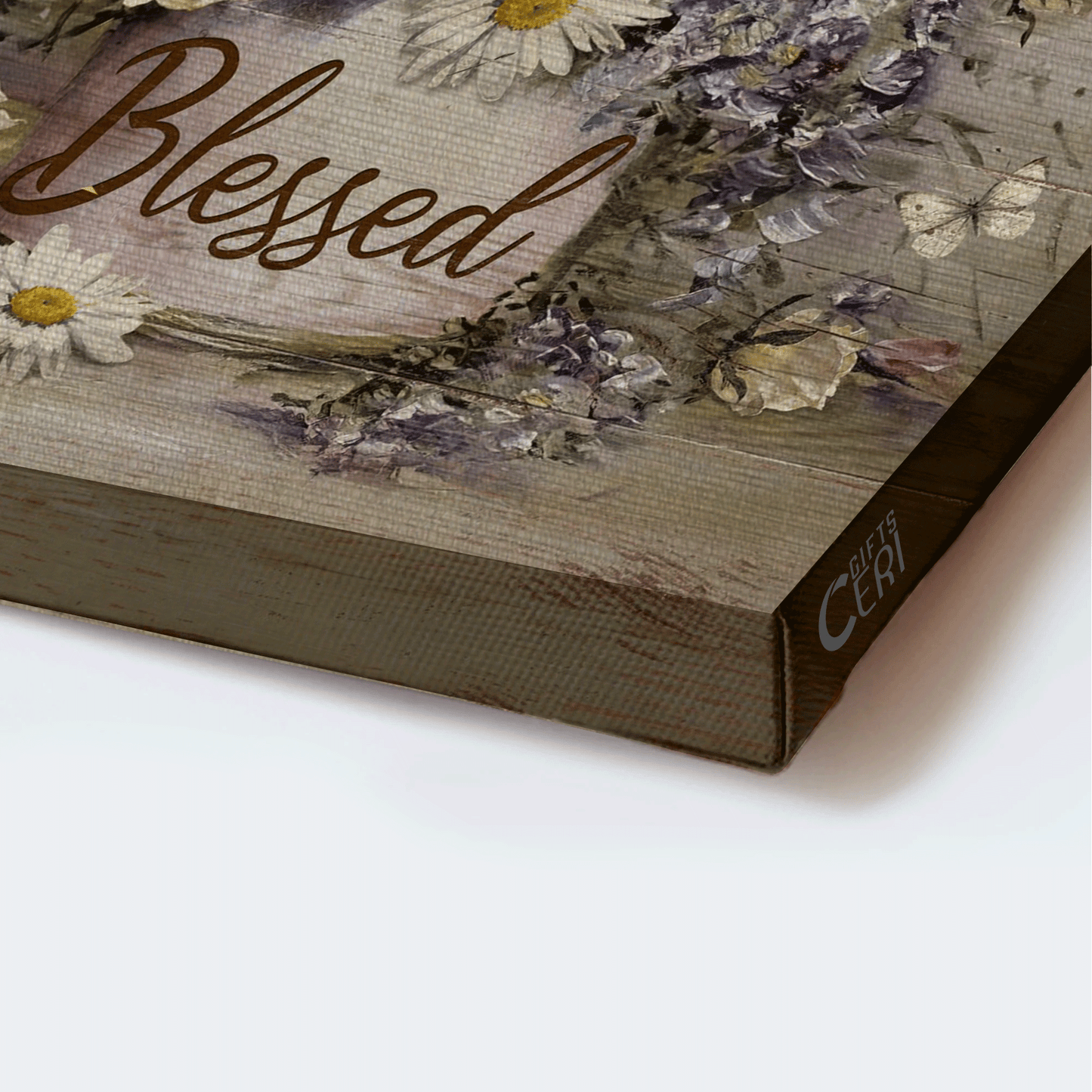 Jesus Landscape Canvas- Antique Artwork, Vintage Flower, Yellow Butterfly Landscape Canvas, Simply Blessed Canvas- Gift For Christian