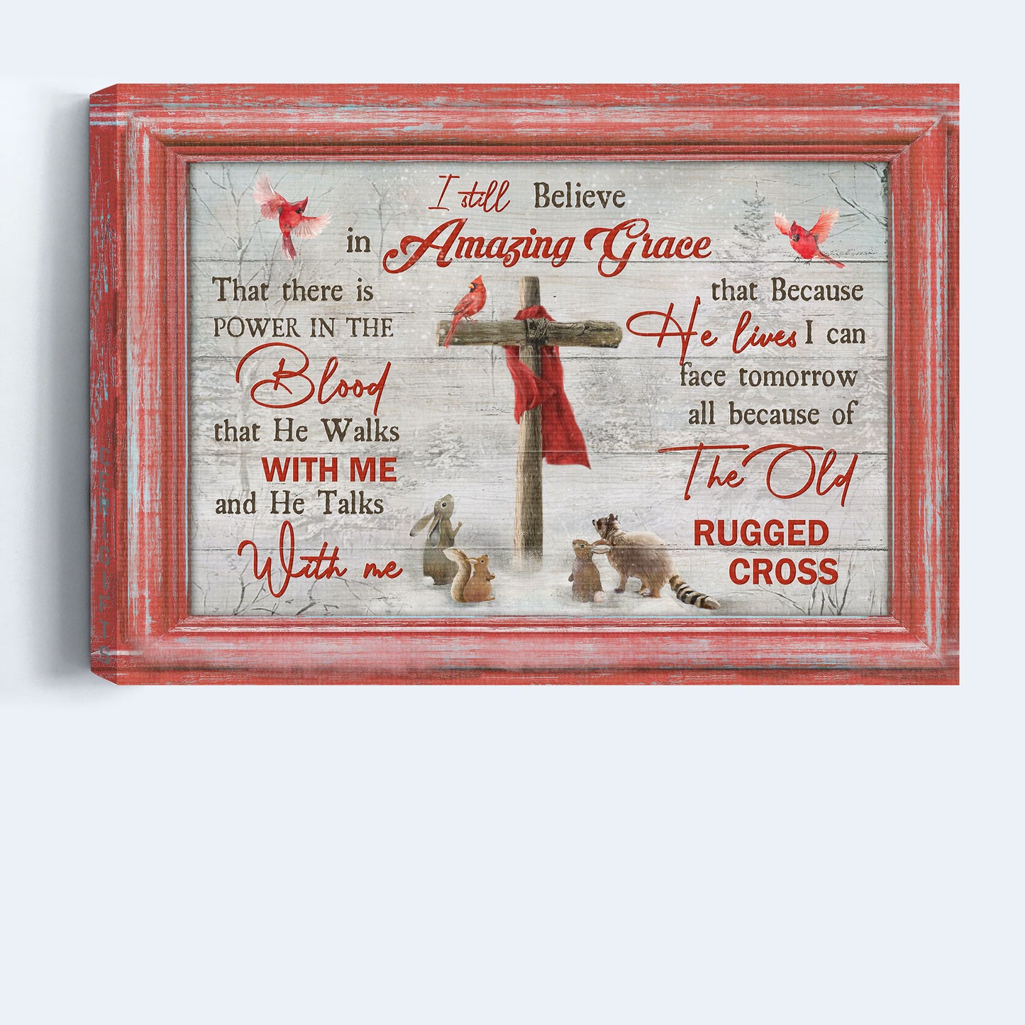 Jesus Landscape Canvas - Animal painting, Wooden cross Landscape Canvas - Gift For Christian - I still believe in amazing grace