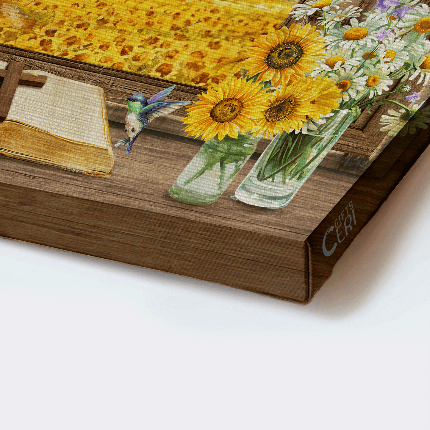 Jesus Landscape Canvas - Sunflower, Cross, Hummingbird, Sunflower Field, Sunflower Vase Canvas - Gift For Christian - Have Faith In What Will Be Canvas