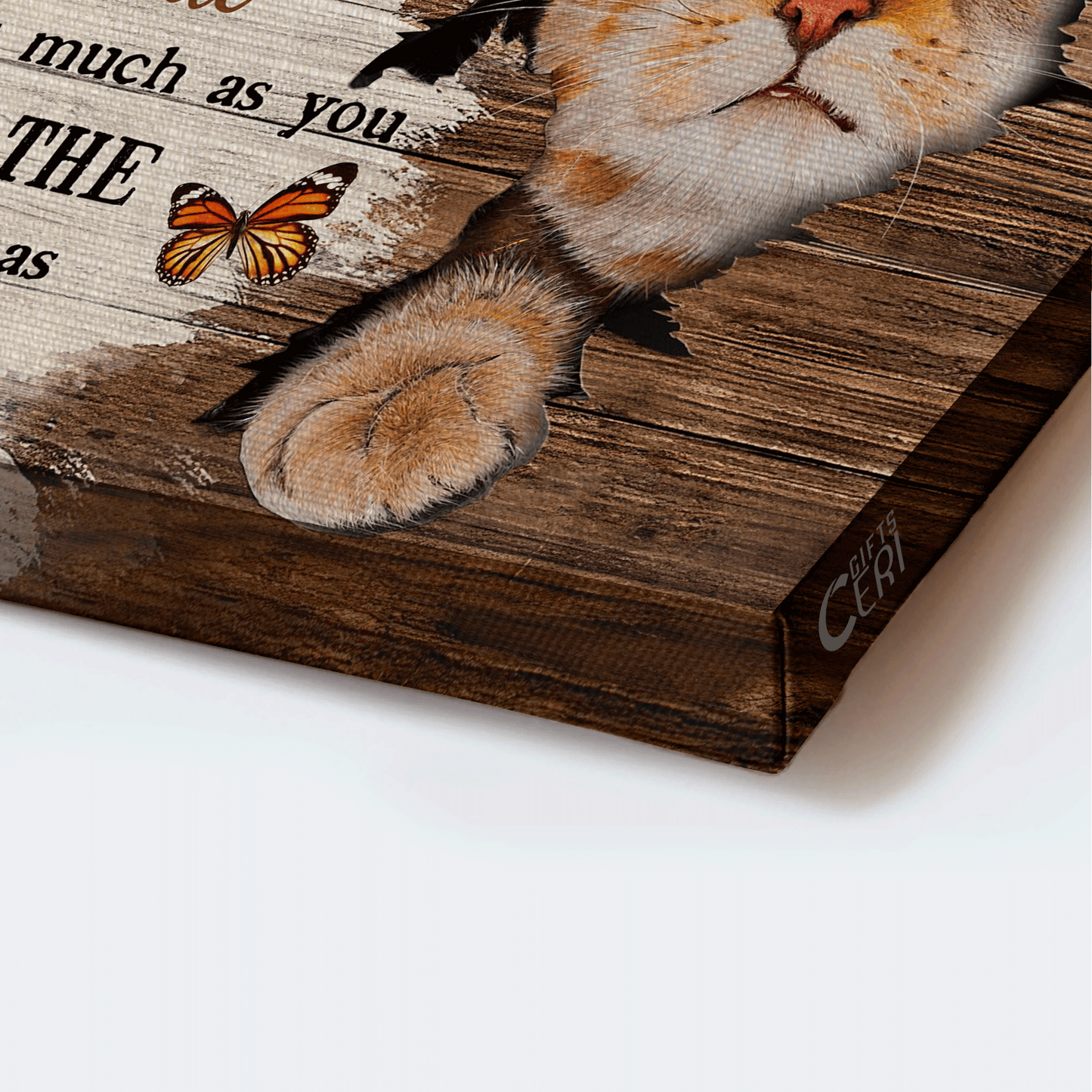 Jesus Landscape Canvas - Beautiful cat, Orange butterfly, Broken wall Landscape Canvas - Gift For Christian - Love as much as you live