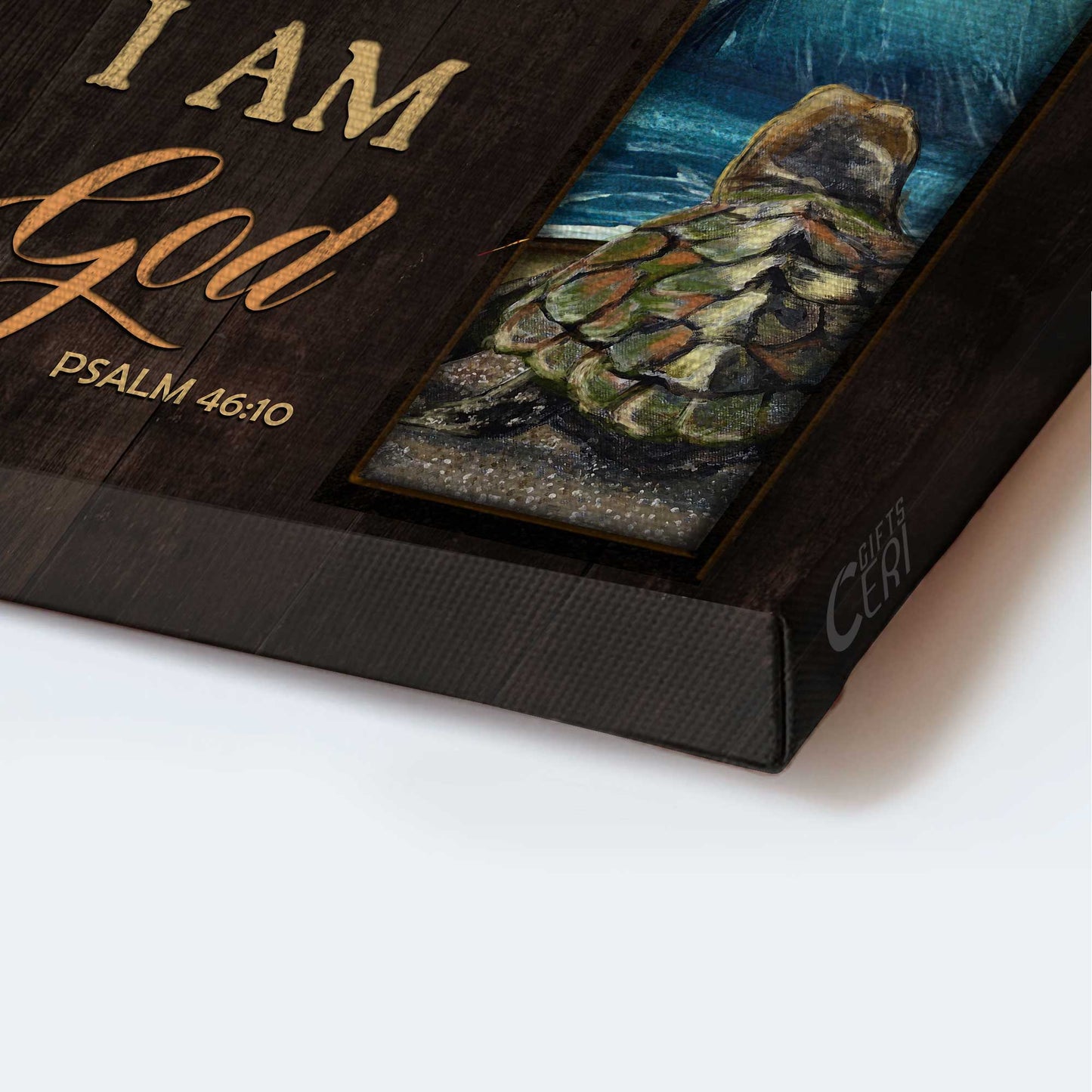 Jesus Portrait Canvas - Beautiful cross, Orange sunset, Turtle, Seagull Portrait Canvas - Gift For Christian - Be still and know that I am God