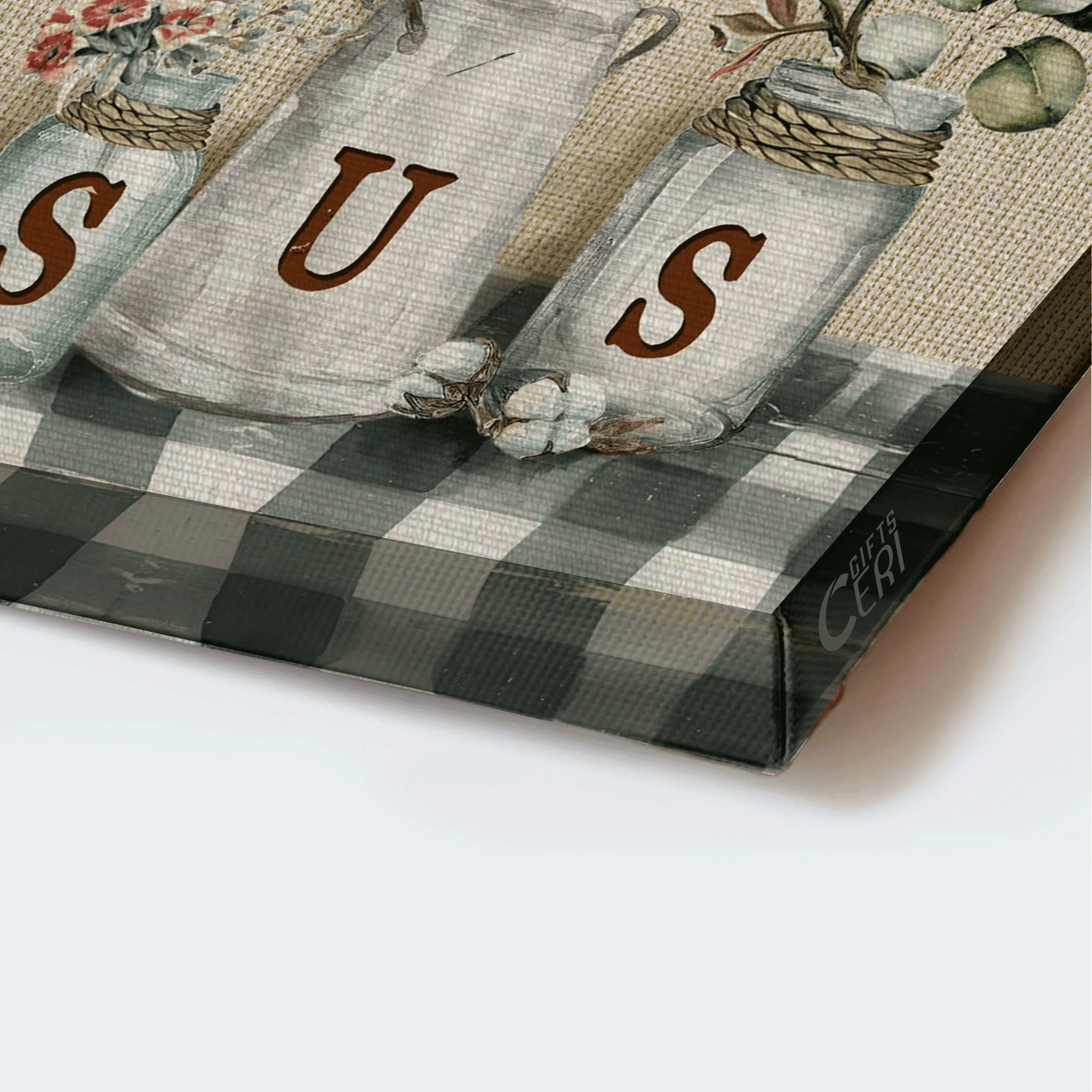 Jesus Landscape Canvas - Pretty cotton flower jar, Lovely blue butterfly Canvas - Gift for Christian - All things are possible with Jesus Landscape Canvas Prints, Christian Wall Art