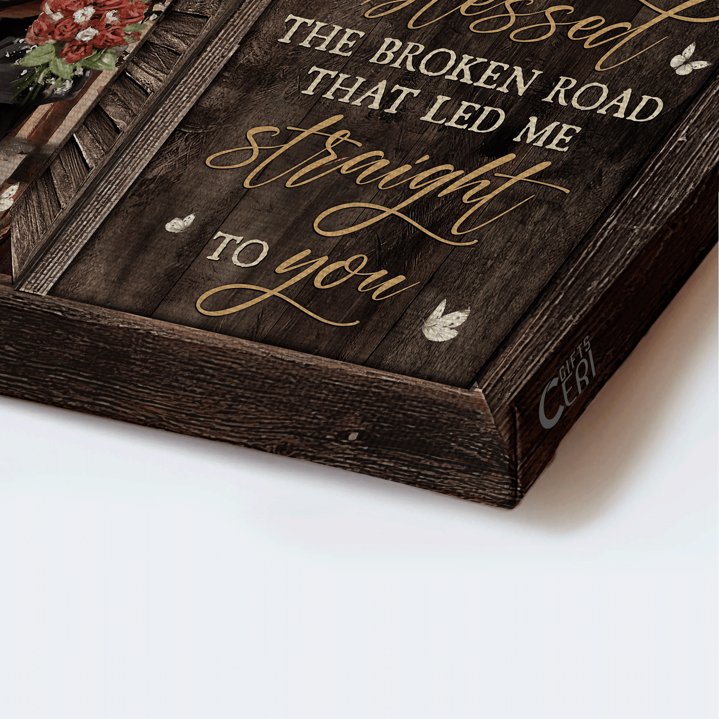 Jesus Landscape Canvas - Beautiful couple, Happy wedding, Red rose Landscape Canvas - Gift For Christian - God blessed the broken road