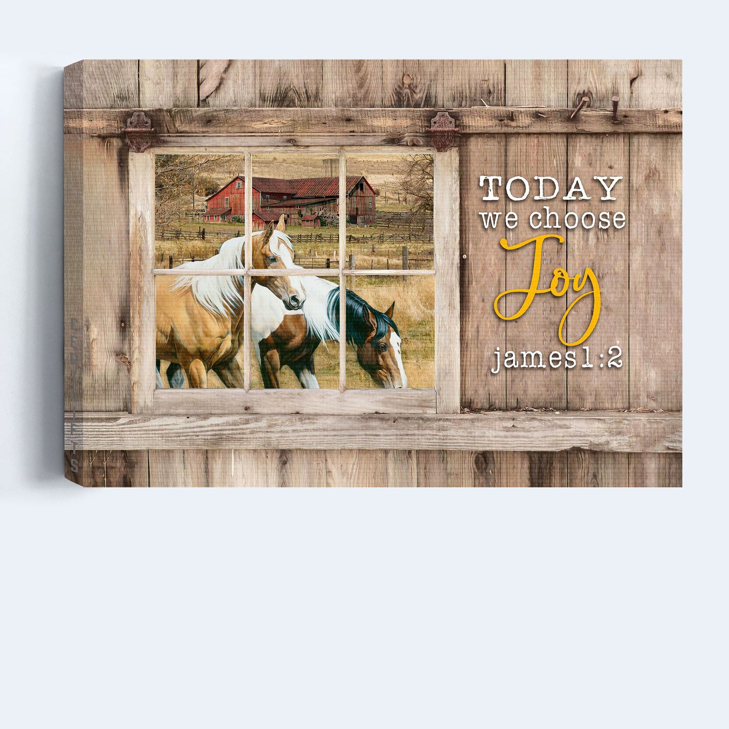 Jesus Landscape Canvas - Antique window, Dream horses, Green farm Landscape Canvas - Gift For Christian - Today we choose joy