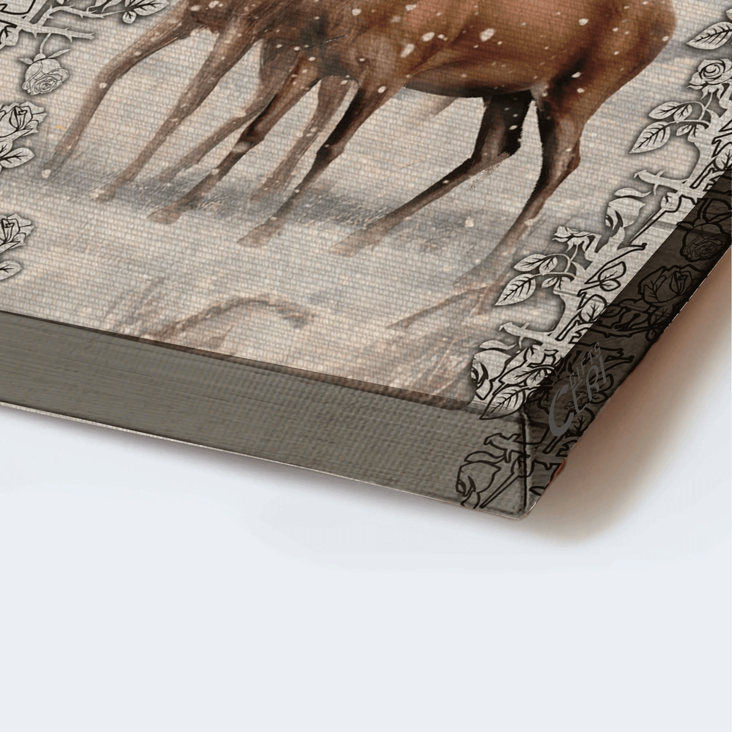 Couple Landscape Canvas- Deer drawing, Deer couple, Winter forest, White snow canvas- Gift for couple, lover- A whole lot of love