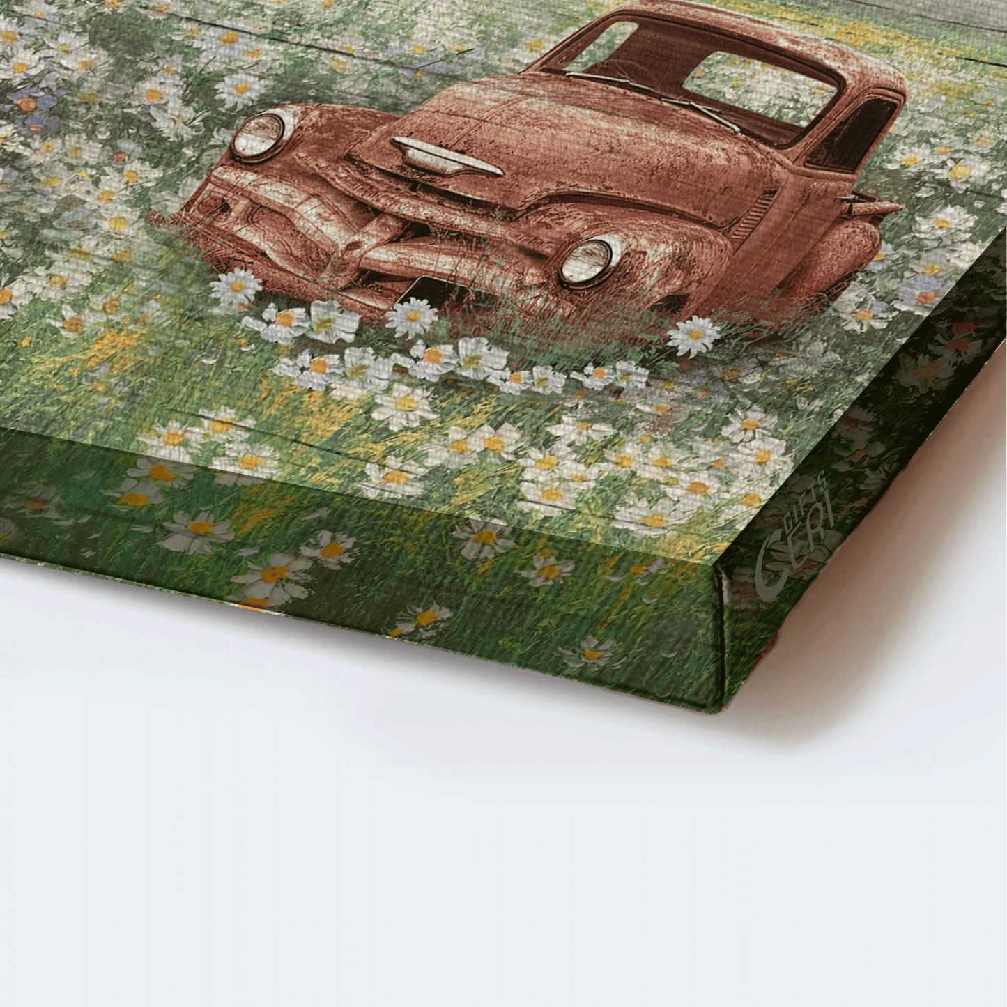 Jesus Landscape Canvas - Old barn painting, Daisy field Landscape Canvas - Gift For Christian - In this house we trust in God Landscape Canvas