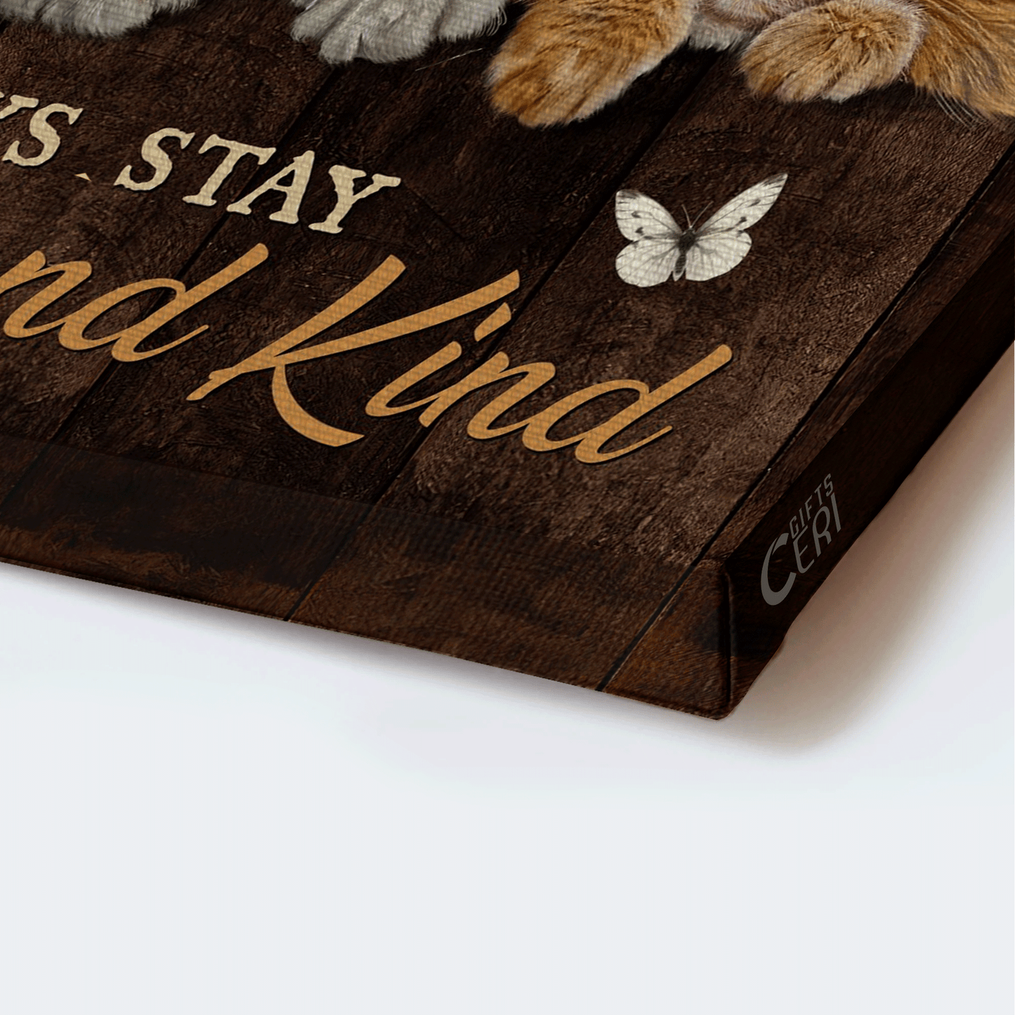 Jesus Landscape Canvas - Lovely cat painting, Sunflower frame, White butterfly Landscape Canvas - Gift For Christian - Always stay humble And Kind Landscape Canvas