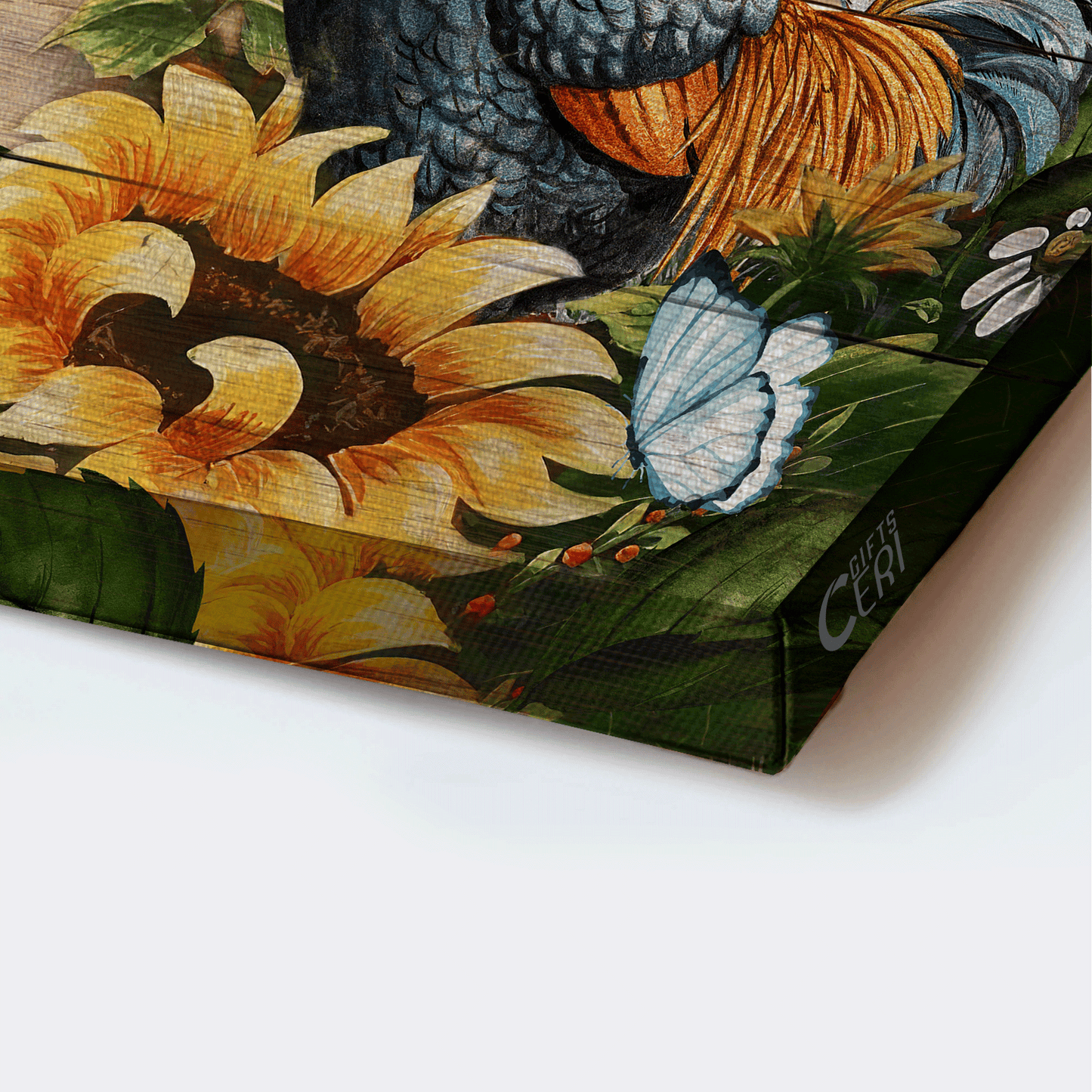 Jesus Landscape Canvas - Sunflower, Blue Butterfly, Rooster Painting Canvas - Gift For Christian - Good Morning, This Is God Canvas