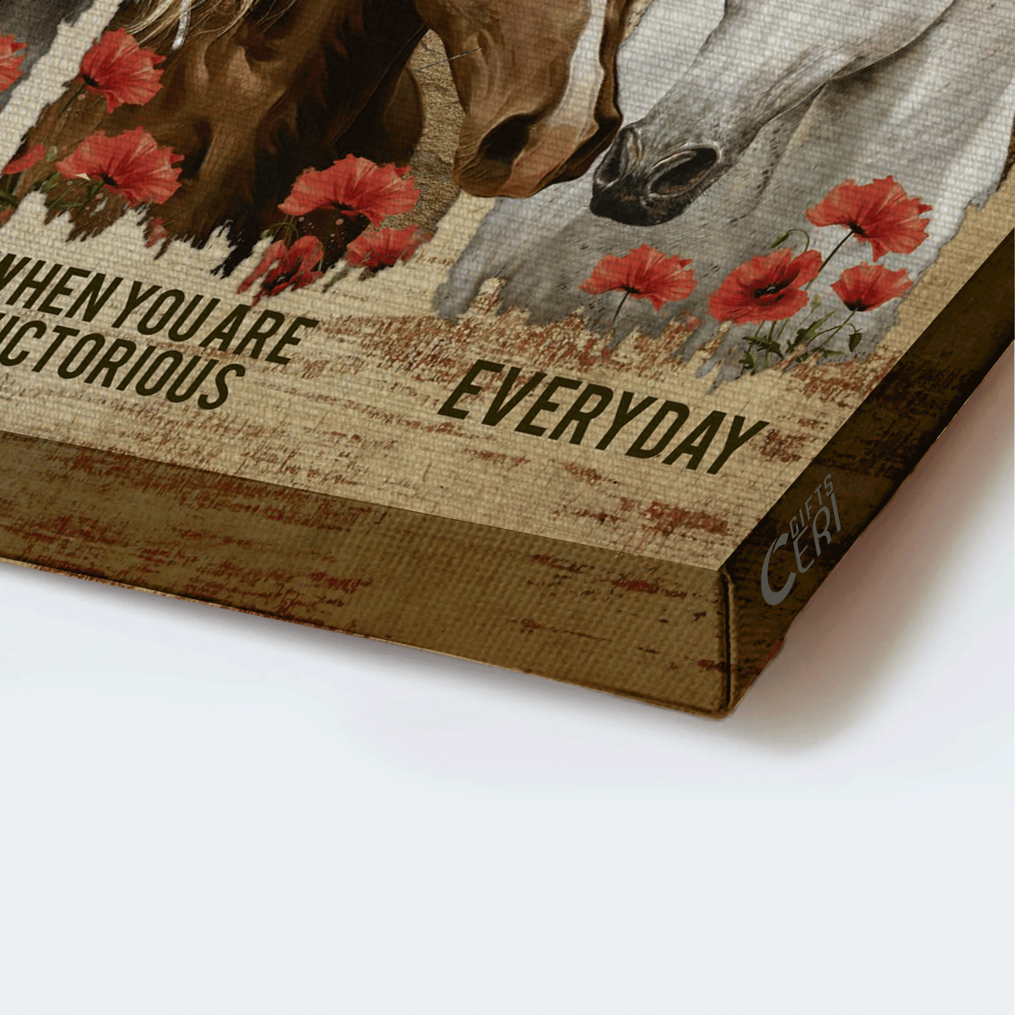 Jesus Landscape Canvas- Beautiful horses, Red poppy painting canvas- Gift for Christian- Be strong when you are weak