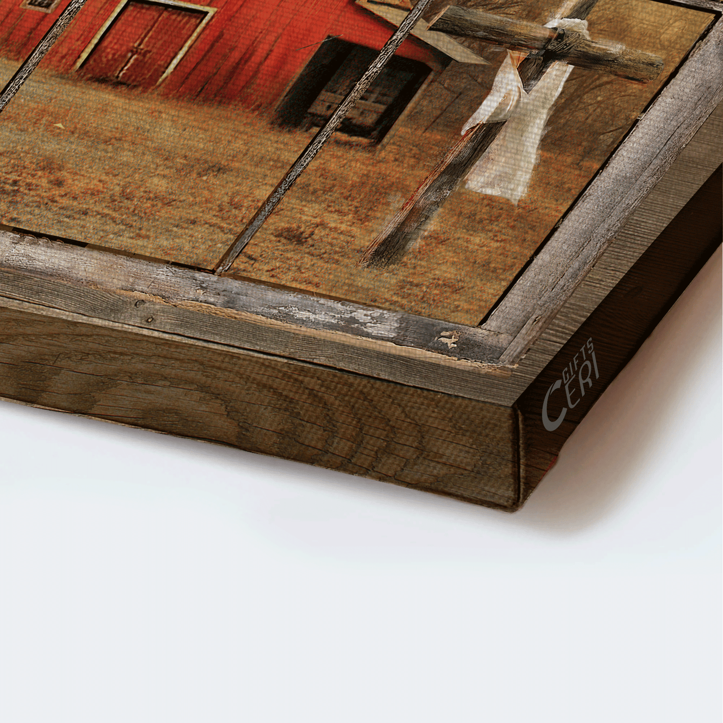 Jesus Landscape Canvas- Beautiful horse, Colorful sunset, Red house, Cross canvas- Gift for Christian- Today I choose joy