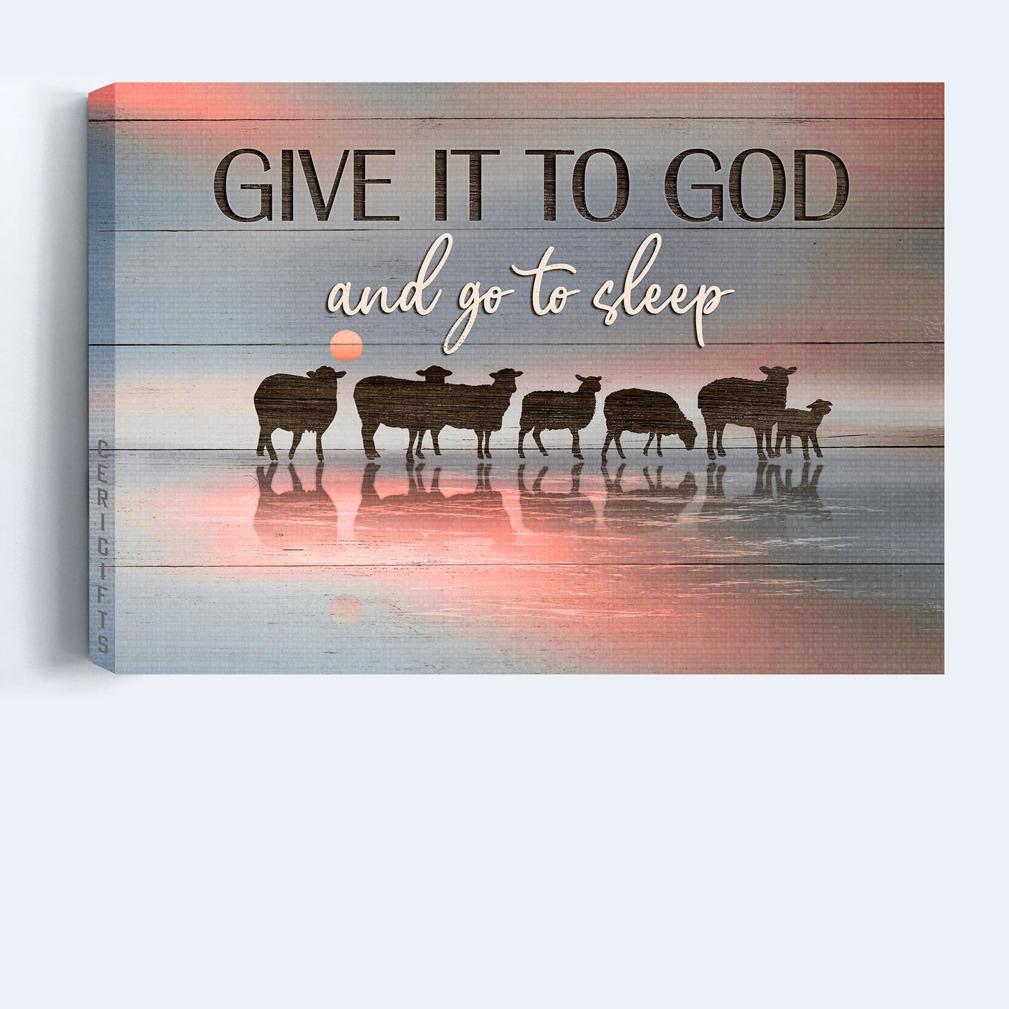 Jesus Landscape Canvas - Lamb of God, Religious art Landscape Canvas - Inspirational gift, Gift For Religious Christian - Give it to God and go to sleep