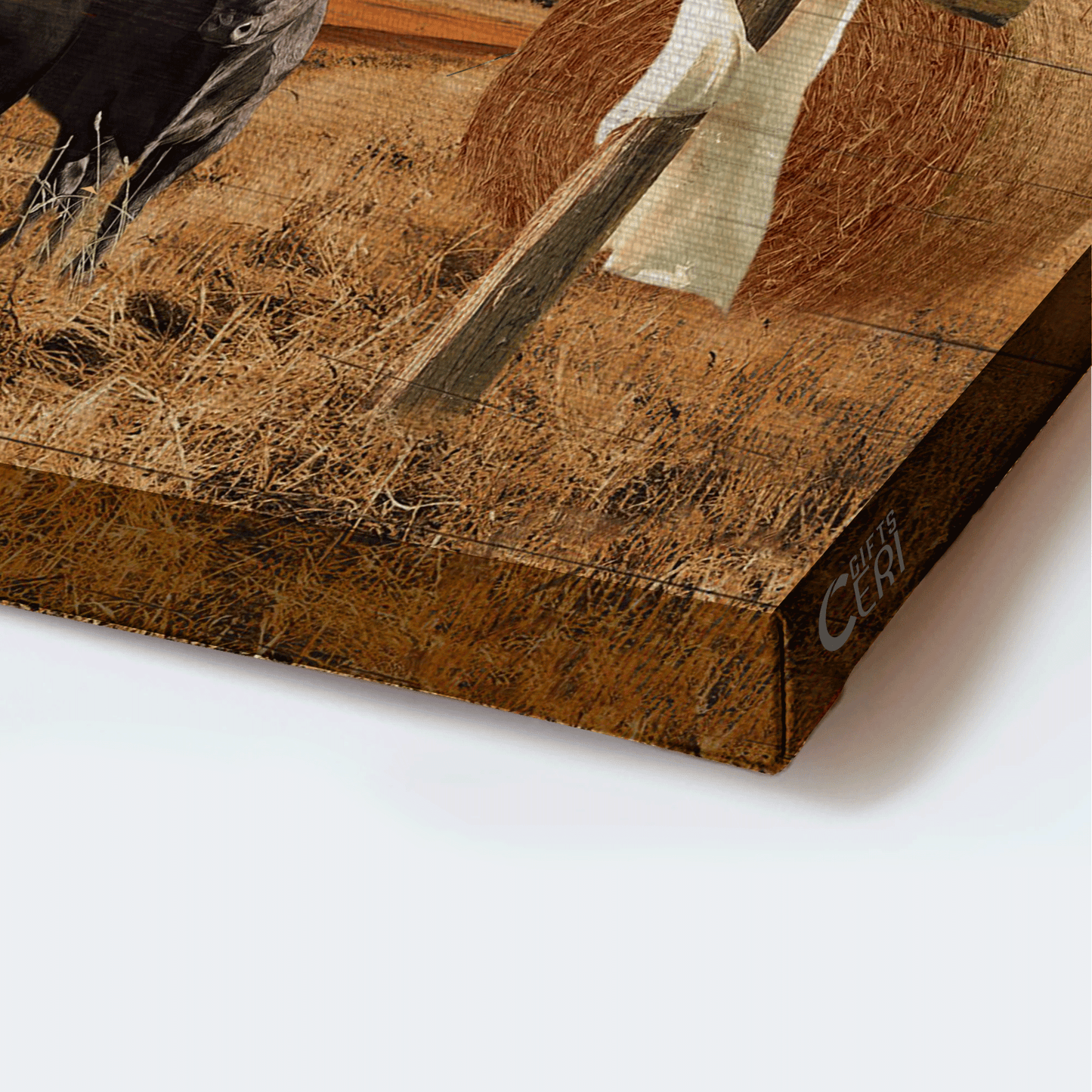 Jesus Landscape Canvas- Black cow, Rice field, Old barn canvas- Gift for Christian- God looked down on his planned paradise - Landscape Canvas Prints, Christian Wall Art