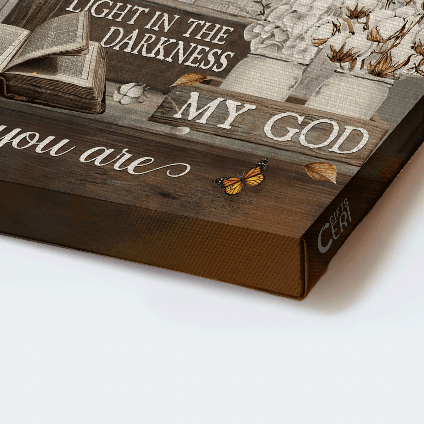 Jesus Landscape Canvas - The Bible, Vintage Painting, Wooden Cross, Pray To Jesus Canvas - Gift For Christian - Jesus Is The Light In The Darkness Canvas