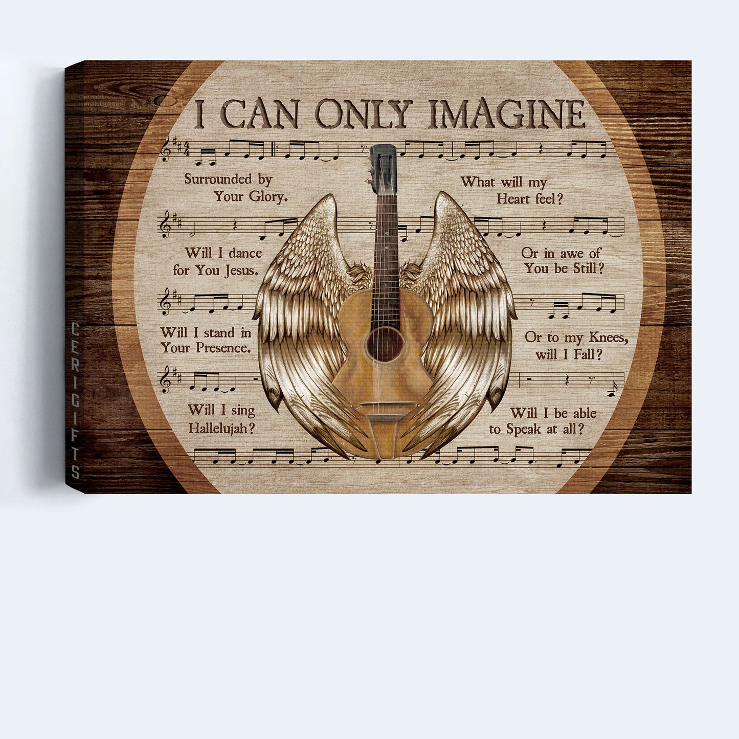 Jesus Landscape Canvas - Acoustic Guitar, Angel Wings, Vintage Painting Landscape Canvas - Inspirational Gift, Gift For Religious Christian - I Can Only Imagine