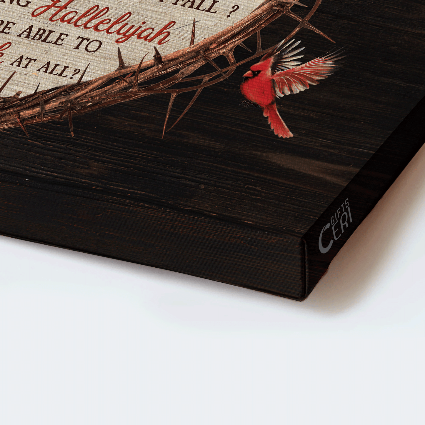 Jesus Landscape Canvas - Red cardinal, Thorny heart, Black background, I can only imagine Landscape Canvas - Gift For Christian anvas Prints, Christian Wall Art