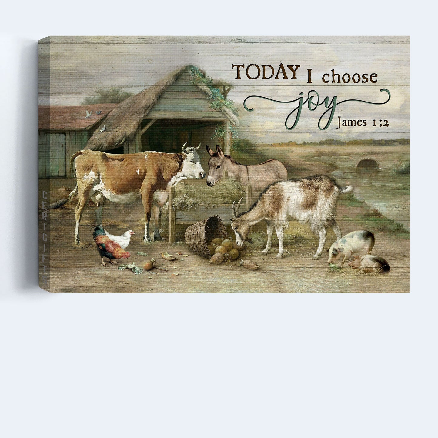 Jesus Landscape Canvas - Animal farm, Old barn, Farm painting Landscape Canvas - Gift For Religious Christian - Today I choose joy