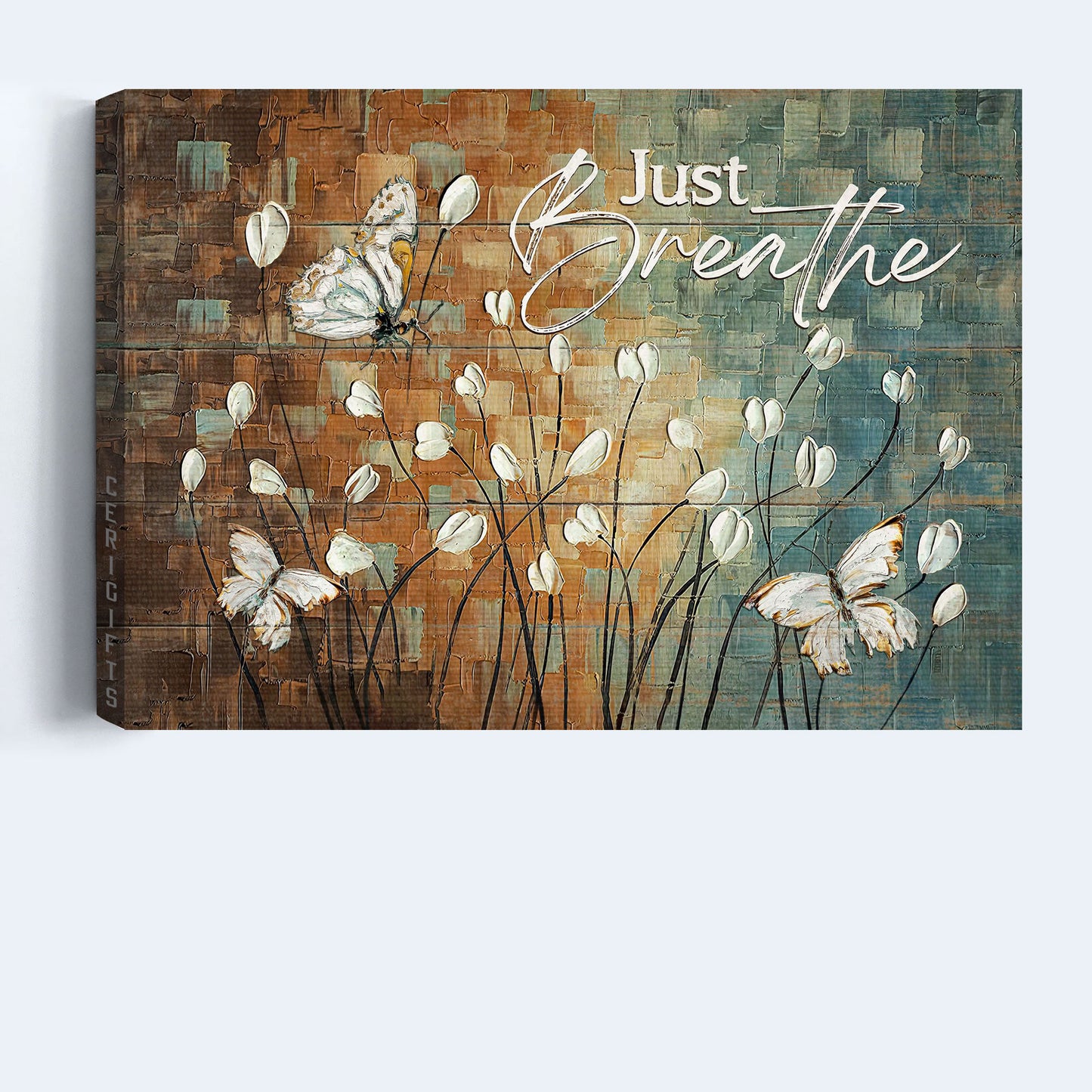 Jesus Landscape Canvas - Acrylic painting, White tulip, White butterfly Landscape Canvas - Gift For Religious Christian - Just breathe