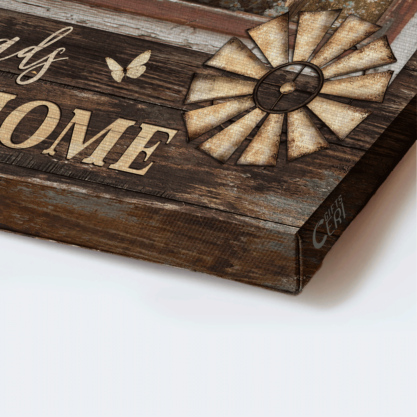 Jesus Landscape Canvas - Old red truck, Wooden cross, Tranquil flower field Landscape Canvas - Gift For Christian - Country roads take me home Landscape Canvas