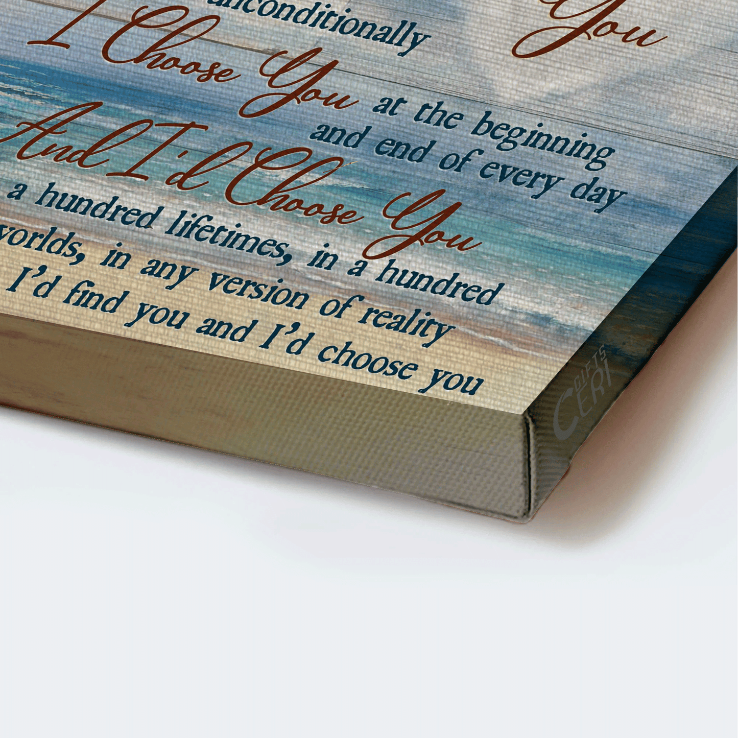 Couple Landscape Canvas, Beautiful couple, Blue ocean, Sunset drawing Canvas, Gift For Couples, Husband, Wife, Boyfriend - And I'd choose you