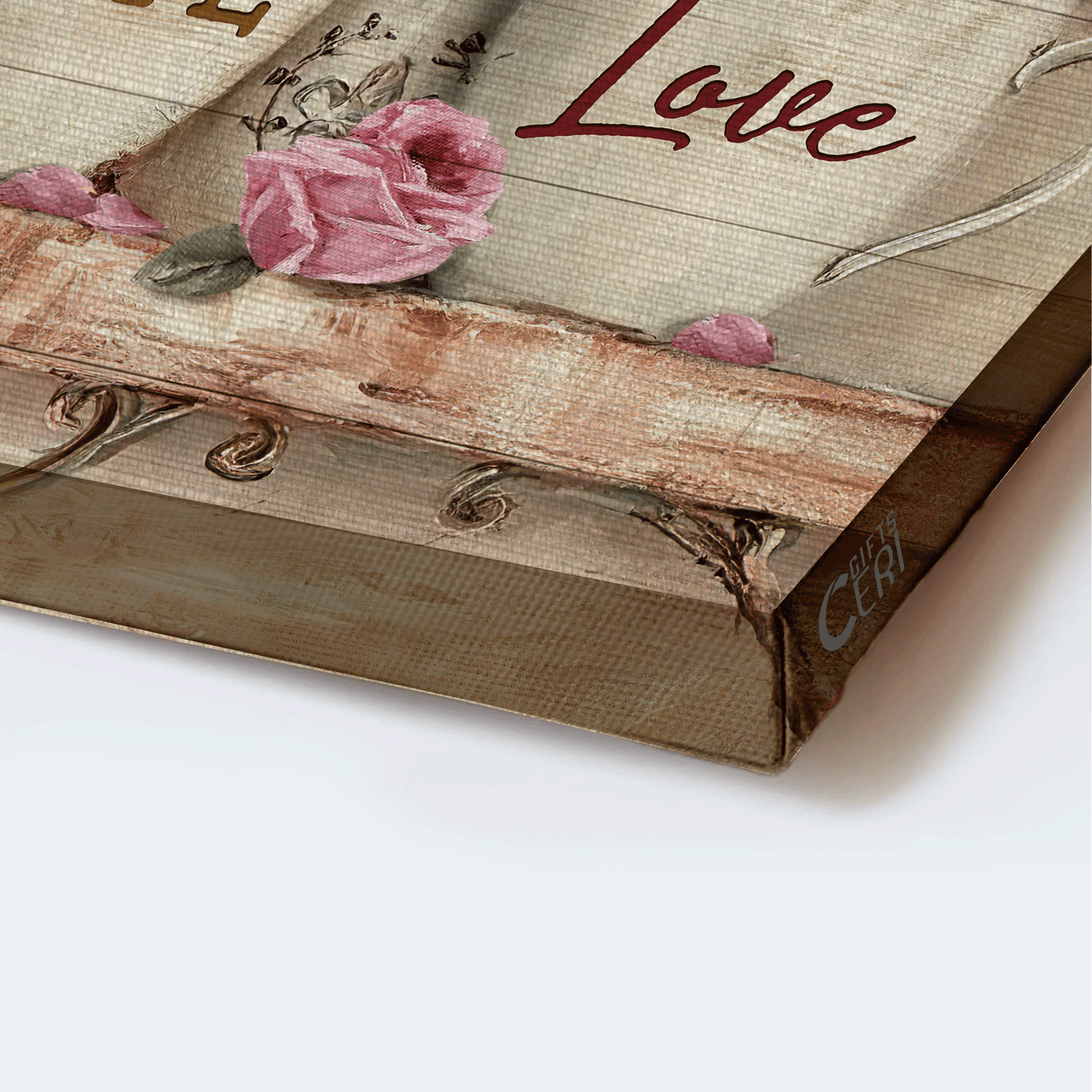 Jesus Landscape Canvas - Little cardinal, Vintage cup, Pink rose Landscape Canvas - Gift For Christian - Faith Hope Love Landscape Canvas