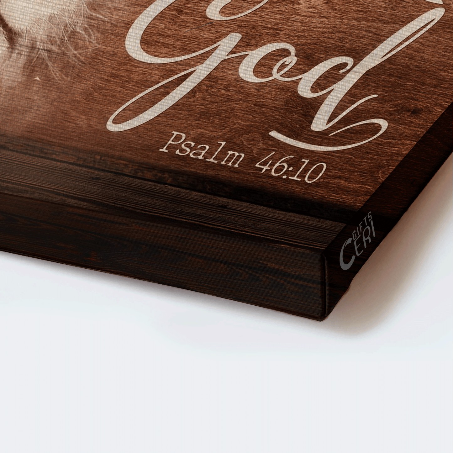 Jesus Landscape Canvas - White Lion, Wooden Background, In Your Eyes Canvas - Gift For Christian - Be Still And Know That I Am God Canvas