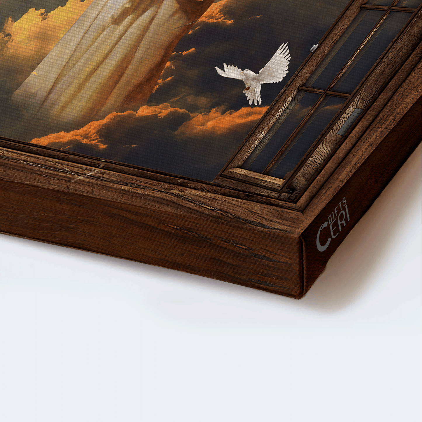 Jesus Landscape Canvas - Walking With Jesus, White Dove, Beautiful Heaven, Cross Symbol Canvas - Gift For Christian
