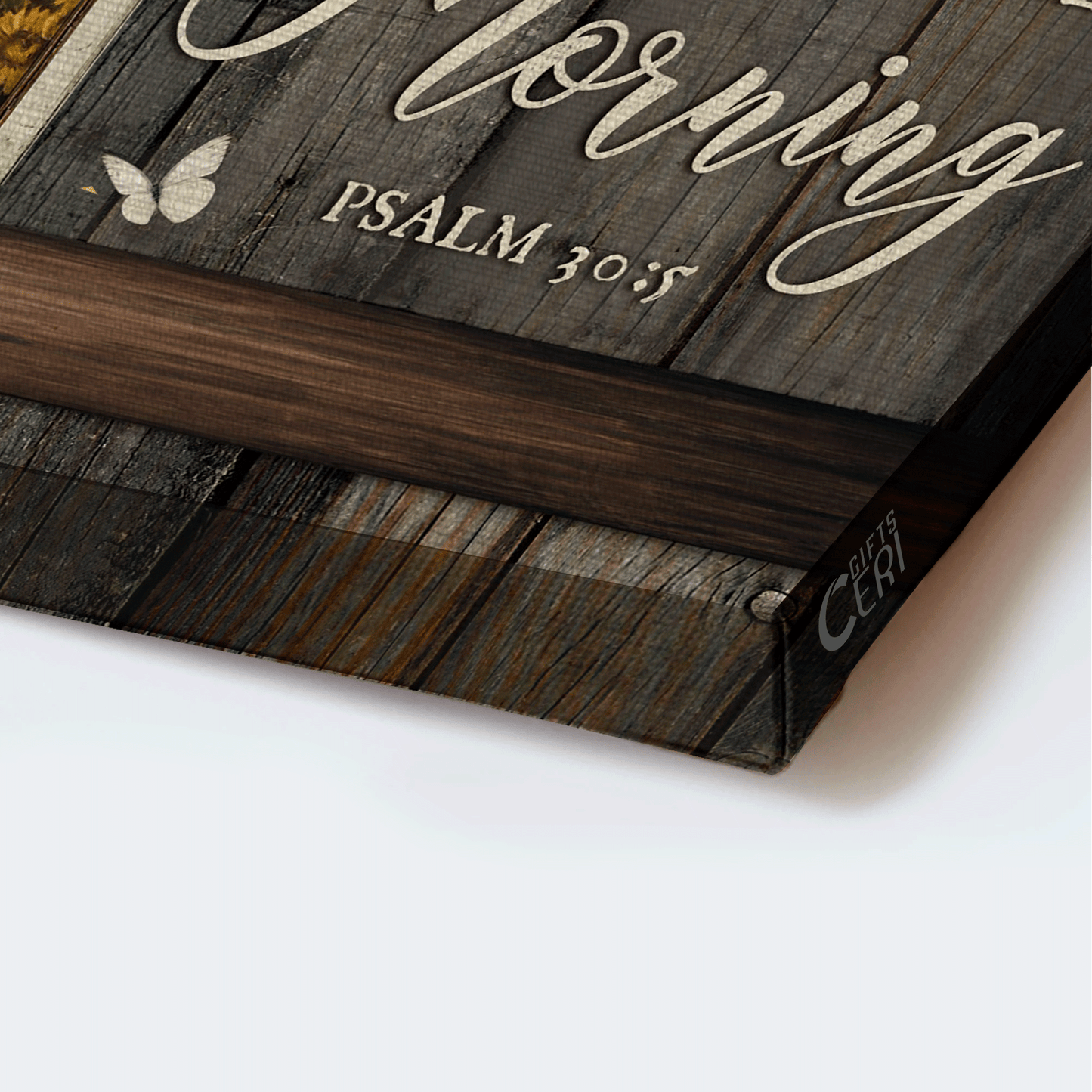 Jesus Landscape Canvas - Stunning Sunflower Field, White Butterfly, Bible Verse Canvas - Gift For Christian - Joy Comes In The Morning Canvas