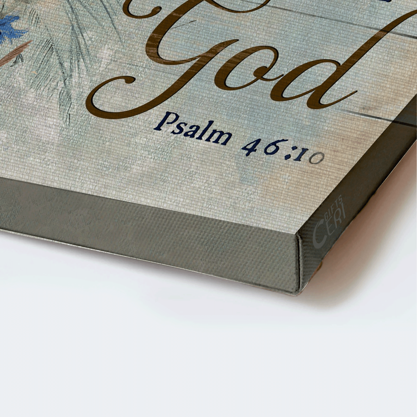 Jesus Landscape Canvas - Watercolor Daisy, Blue Flower, Hummingbird, Flower Vase Canvas - Gift For Christian - Be Still And Know That I Am God Canvas