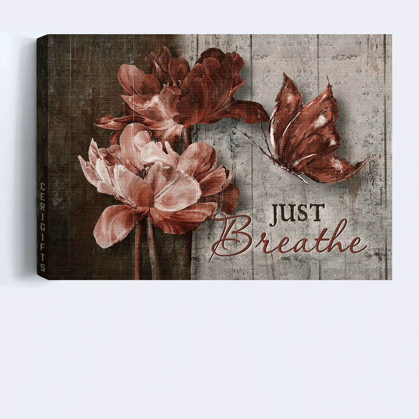 Jesus Landscape Canvas - Luxury flower, Dark red butterfly Landscape Canvas - Gift For Christian - Just breathe Landscape Canvas Prints, Christian Wall Art