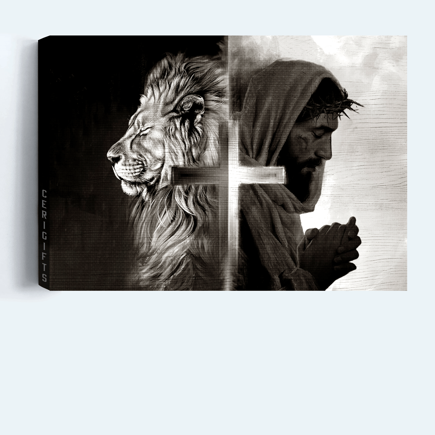 Jesus Landscape Canvas- Black and white painting, Lion of Judah, Pray for healing- Gift for Christian- Landscape Canvas Prints, Christian Wall Art