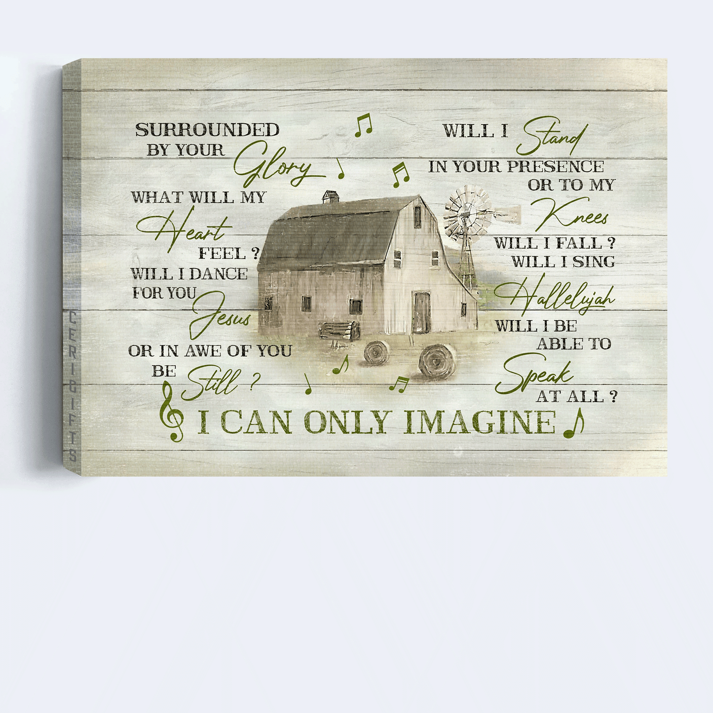 Jesus Landscape Canvas - Old Barn Painting, Music note Landscape Canvas - Gift For Christian - I can only imagine Landscape Canvas