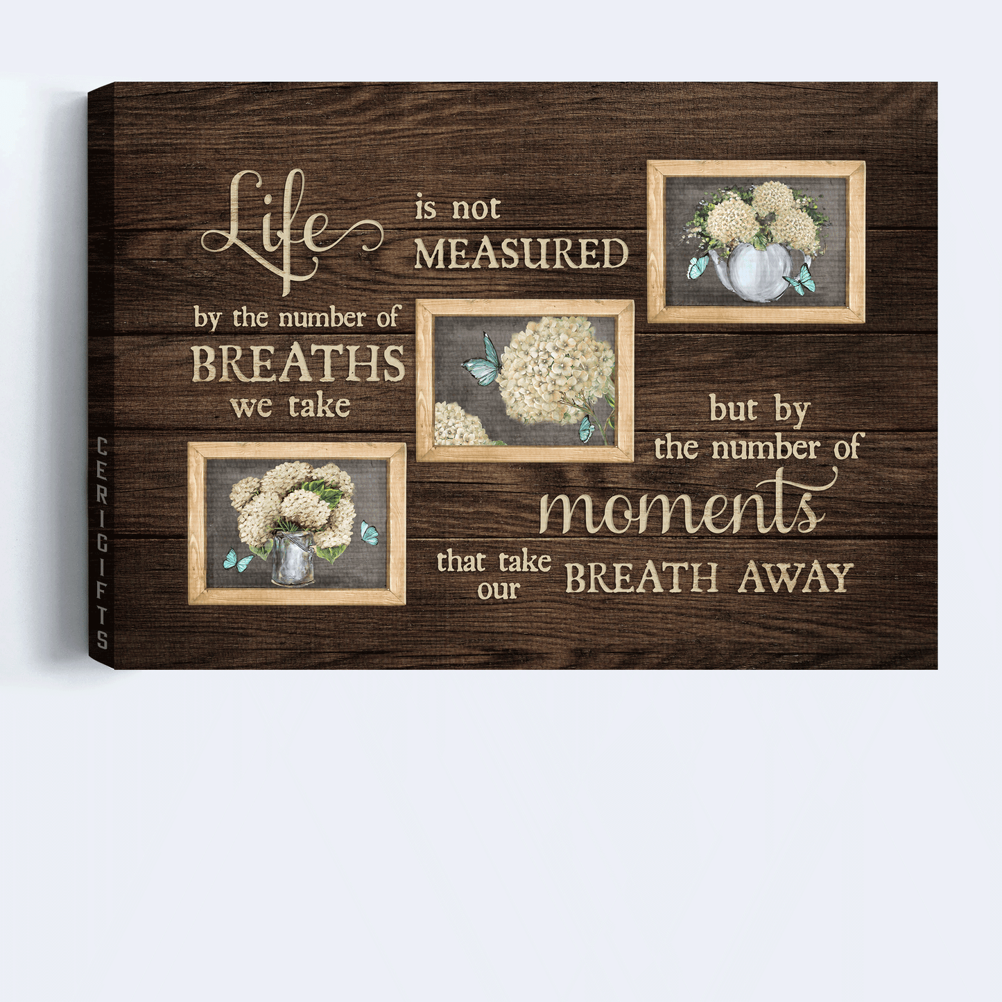 Jesus Landscape Canvas - White Hydrangea Drawing, Small Window Canvas - Gift For Christian - Life Is Not Measured Canvas