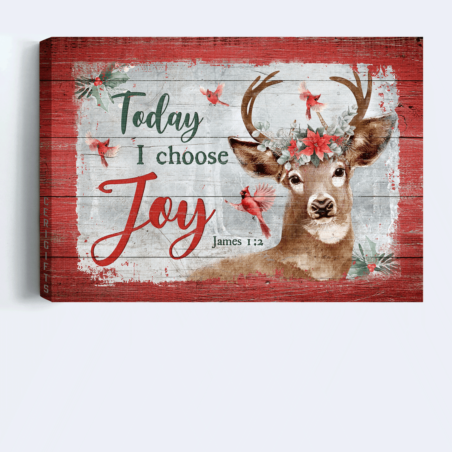 Jesus Landscape Canvas - Christmas, Unique Reindeer, Christmas Wreath Landscape Canvas - Gift For Christian - Today I Choose Joy Landscape Canvas