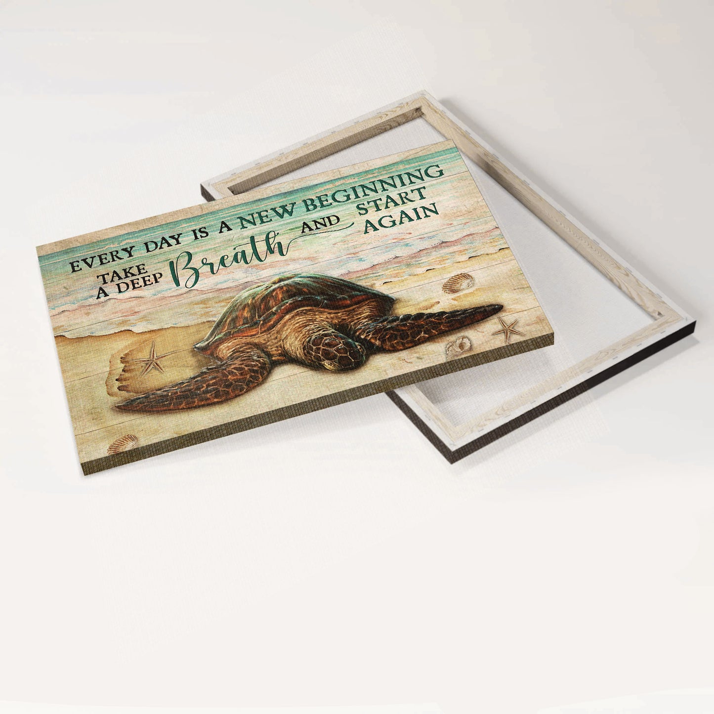 Jesus Landscape Canvas - Amazing turtle drawing, Beach painting Landscape Canvas - Gift For Religious Christian - Every day is a new beginning
