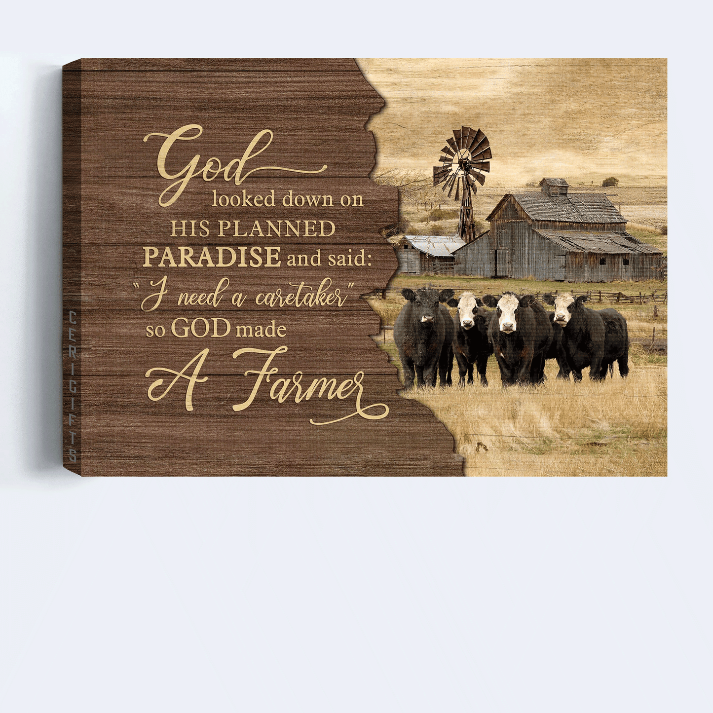 Jesus Landscape Canvas - Lucky cow painting, Green meadow Landscape Canvas - Gift For Christian - God looked down on his planned paradise Landscape Canvas