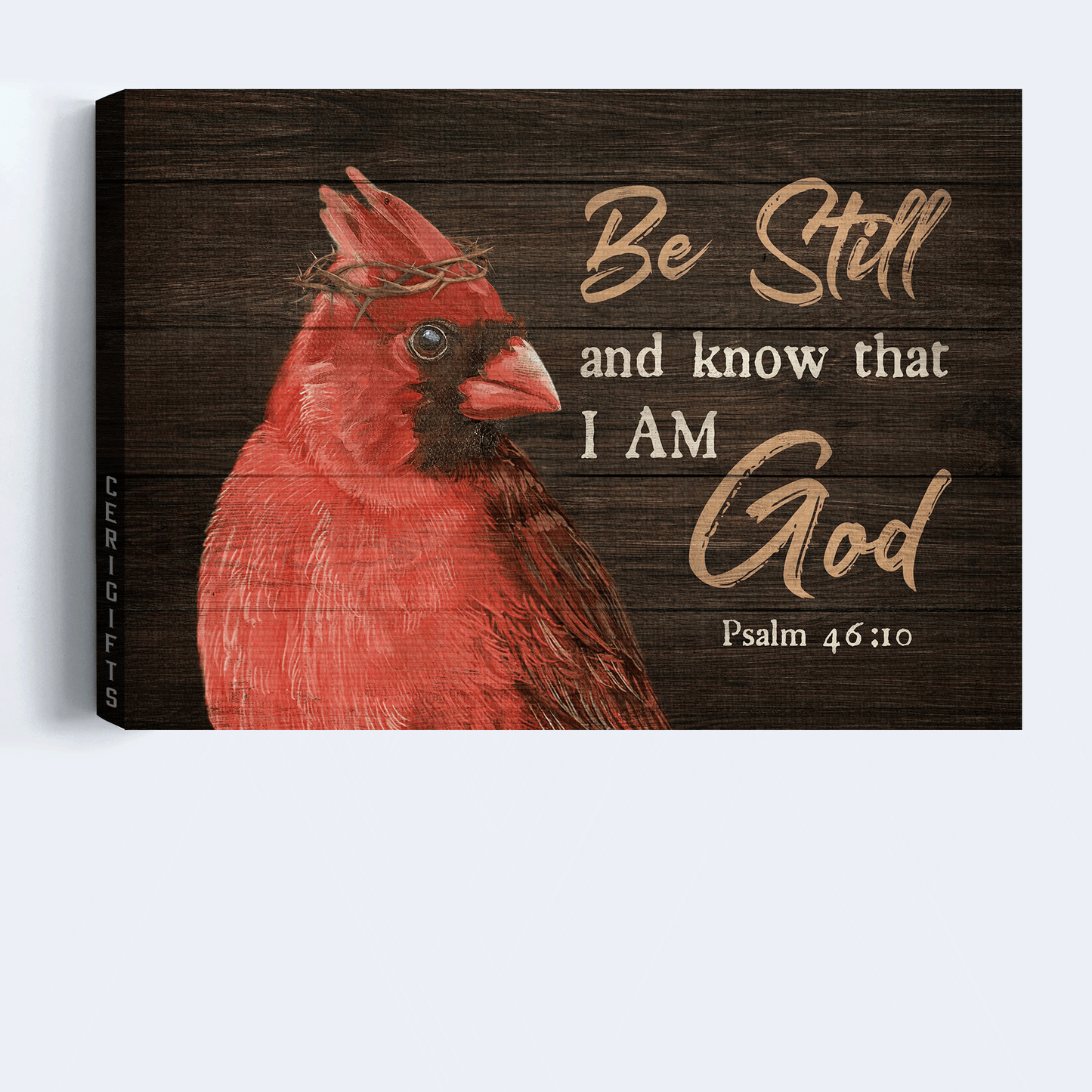 Jesus Landscape Canvas - Big Cardinal, God, Jesus, Faith, Psalm 46:10 Landscape Canvas - Gift For Christian - Be Still And Know That I Am God Landscape Canvas