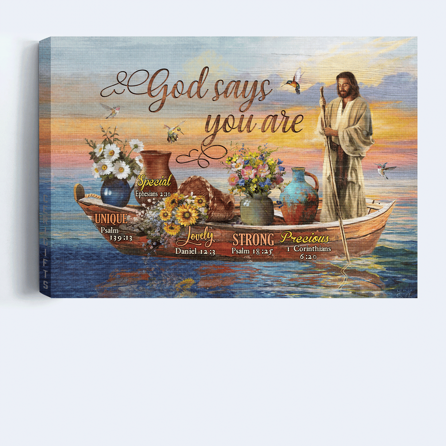Jesus Landscape Canvas - Beautiful sunset, Sweet heart, Hummingbird Landscape Canvas - Gift For Christian - Home is where love resides