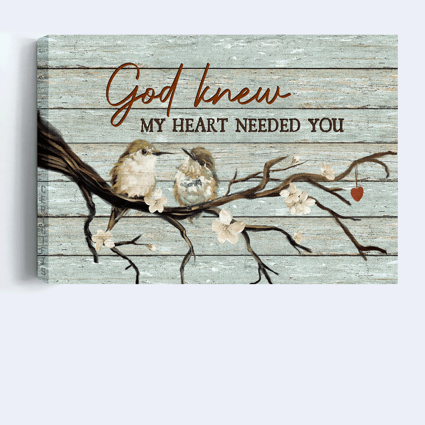 Jesus Landscape Canvas- Baby Hummingbirds, White Jasmine Canvas- Gift For Christian- God Knew My Heart Needed You