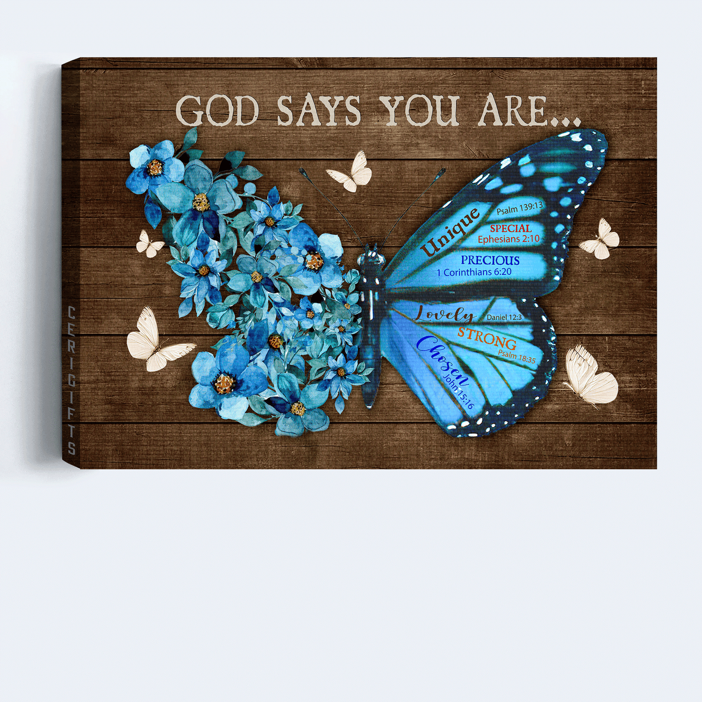 Jesus Landscape Canvas - Unique Butterfly, Blue Flower Garden Canvas - Gift For Christian -  God Says You Are Unique Canvas