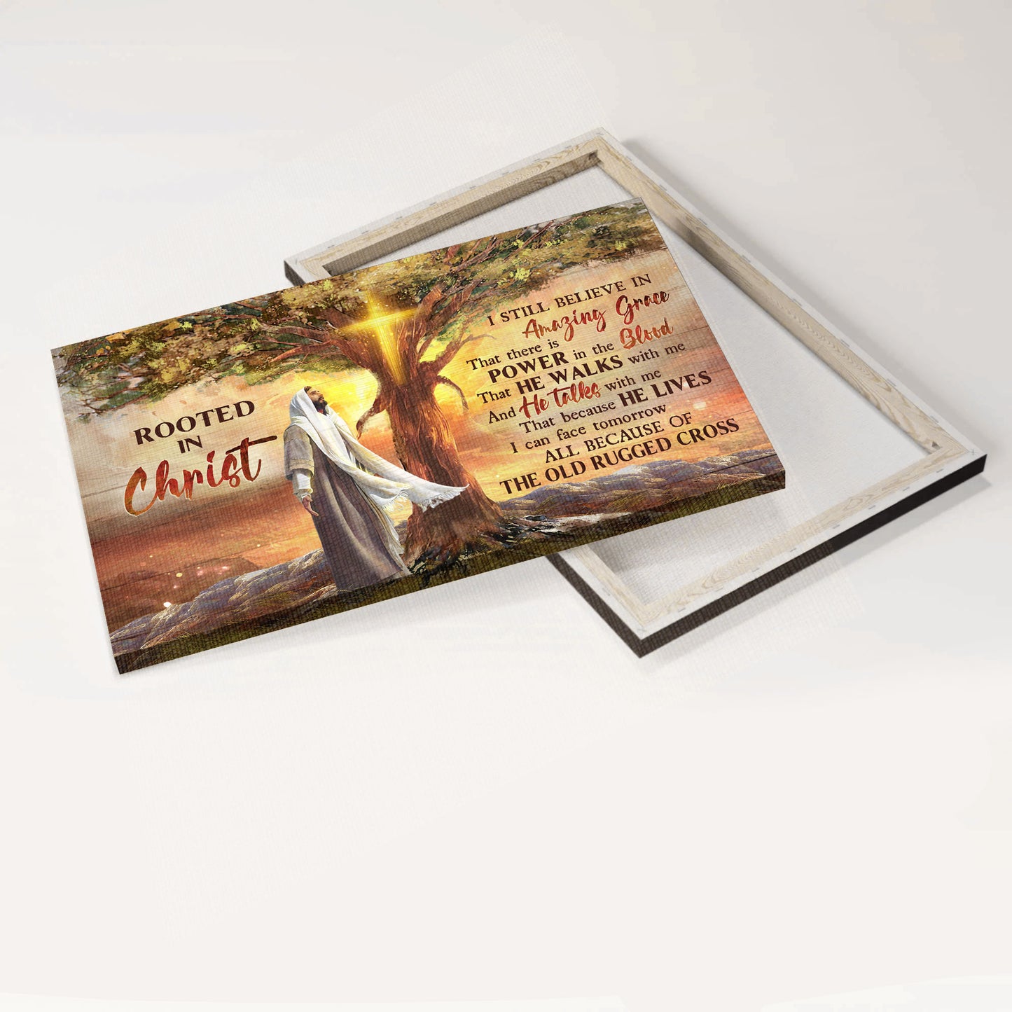 Jesus Landscape Canvas - Magic tree, Religious song, Bible verse, Landscape Canvas - Inspirational gift, Gift For Religious Christian - Rooted in Christ