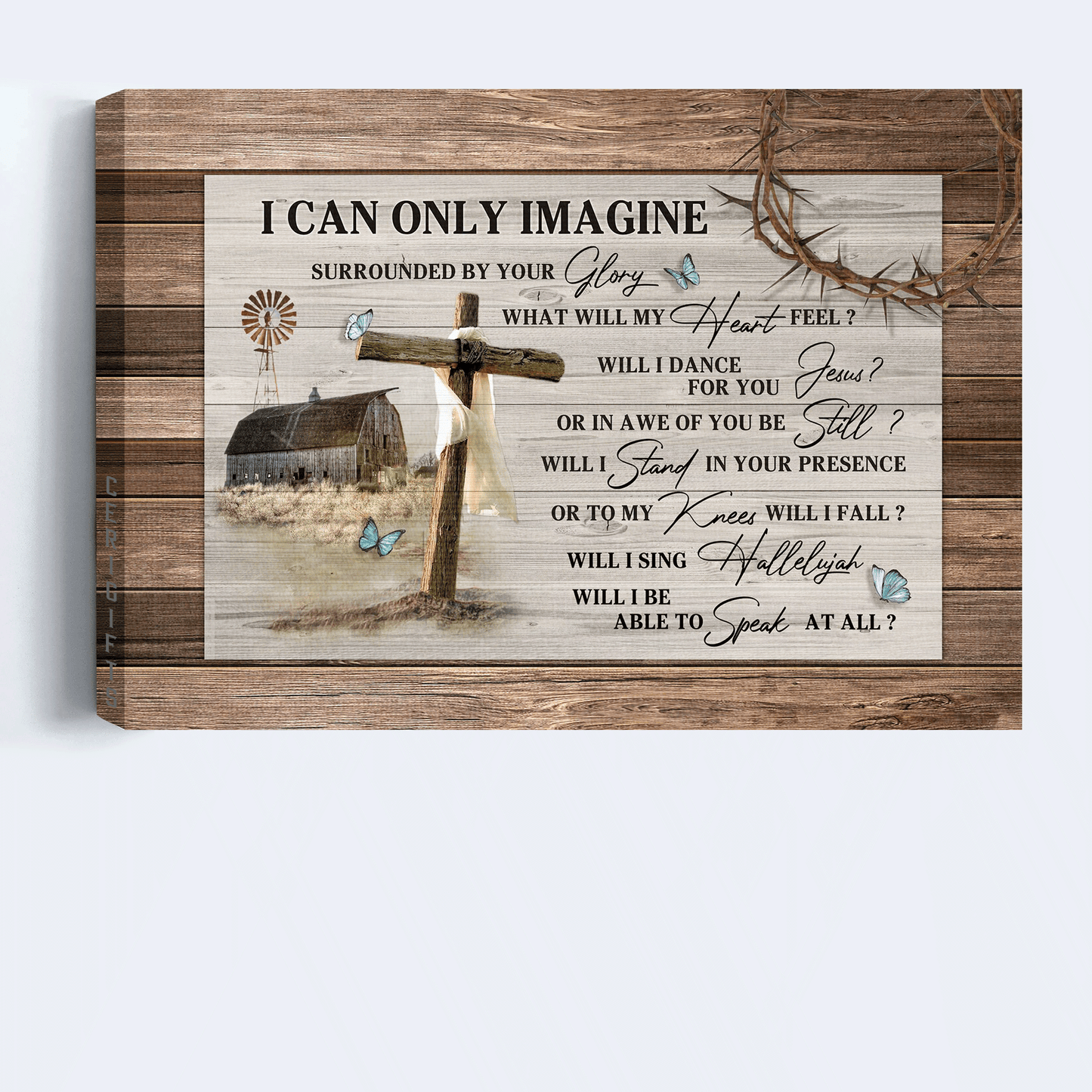 Jesus Landscape Canvas - Old Barn Painting, Wooden Cross, Butterfly Landscape Canvas - Gift For Christian - I can only imagine Landscape Canvas