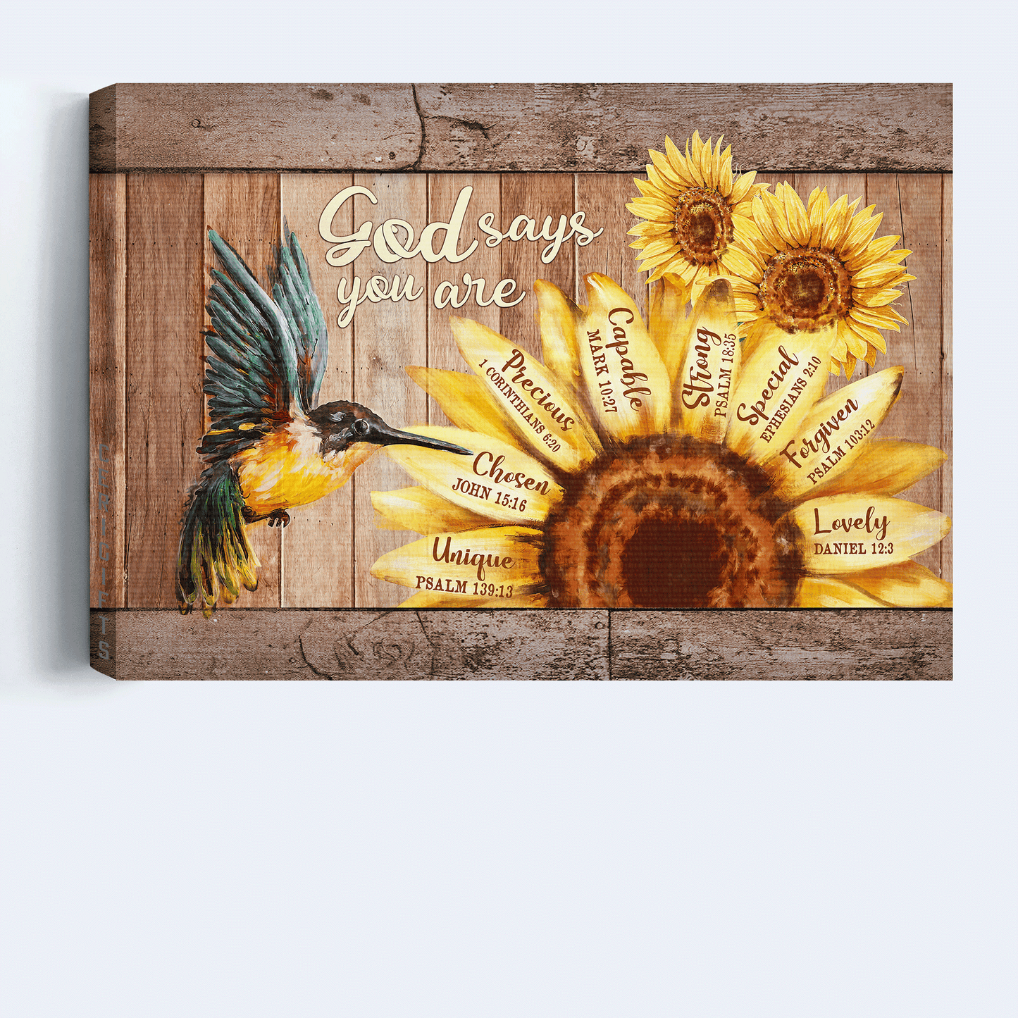 Jesus Landscape Canvas- Beautiful hummingbird, Big sunflower canvas, God says you are canvas- Gift for Christian