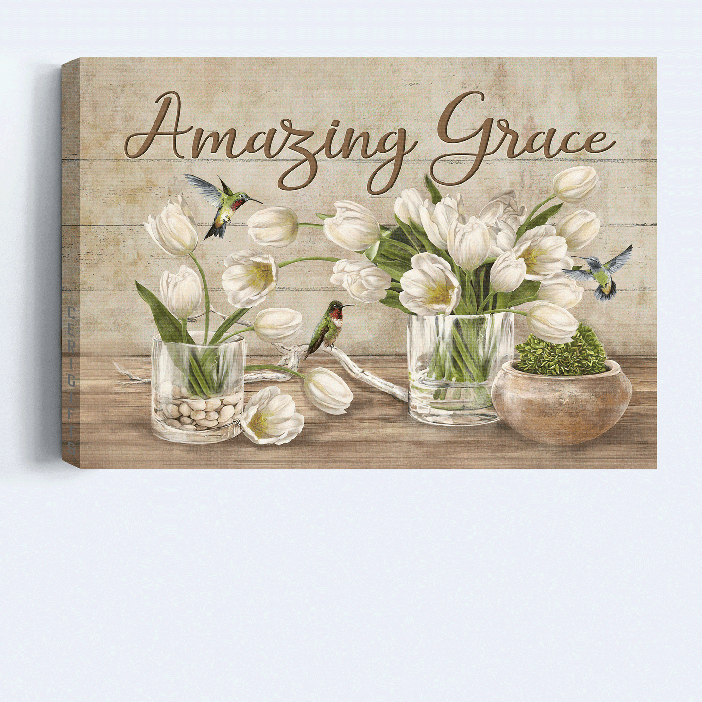 Jesus Landscape Canvas - White Tulip, Still Art Canvas - Gift For Christian - Amazing Grace Canvas