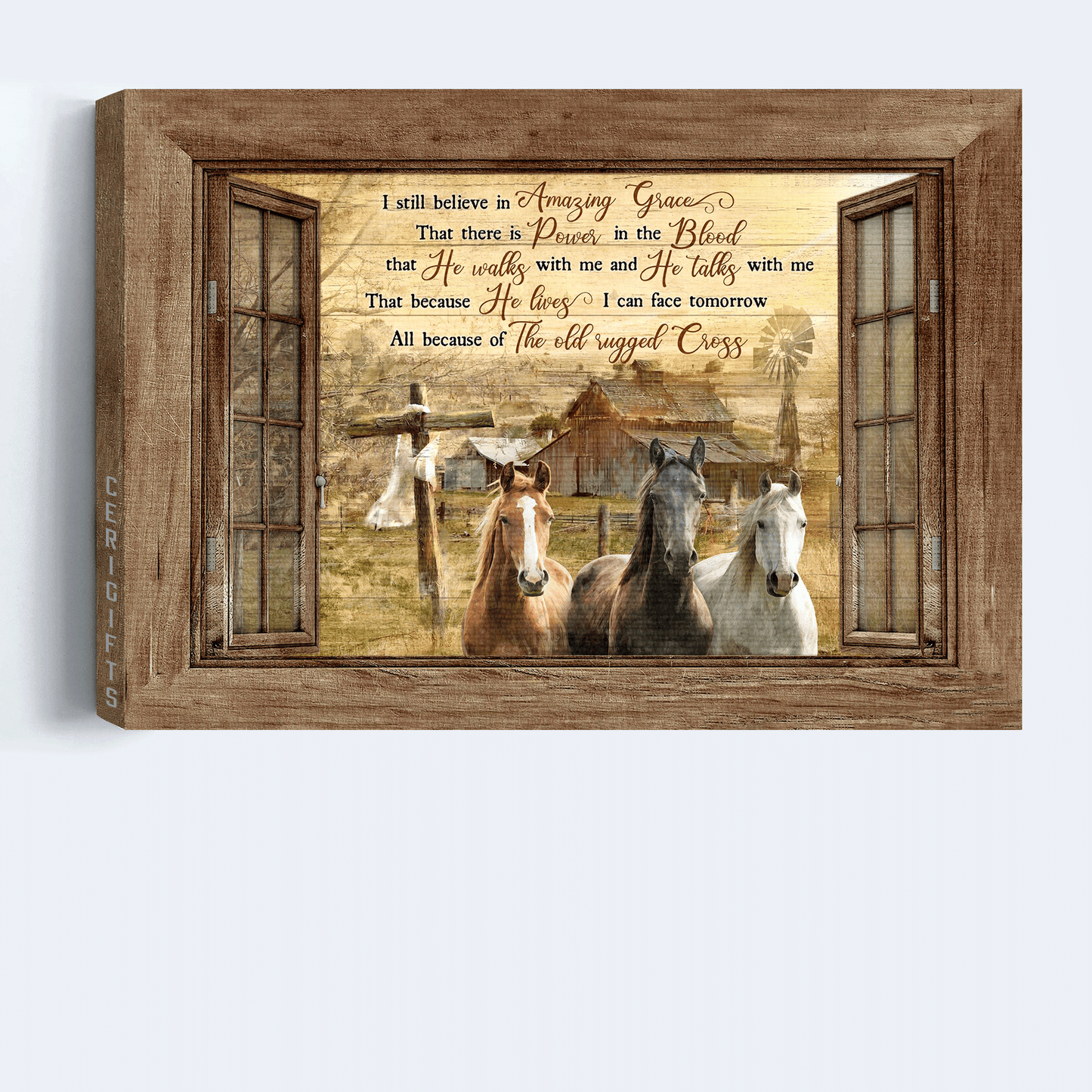 Jesus Landscape Canvas - Old Barn Painting, Horse painting, Countryside Landscape Canvas - Gift For Christian - I still believe in amazing grace Landscape Canvas
